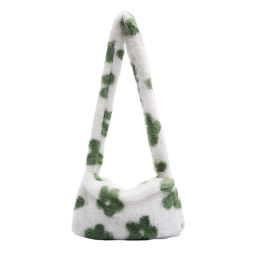 Women's Fluffy Plush Underarm Shoulder Bag - Cute Flower Design Tote for Dating, Shopping & Casual Outings | Perfect for Parties, Gifts & Everyday Use