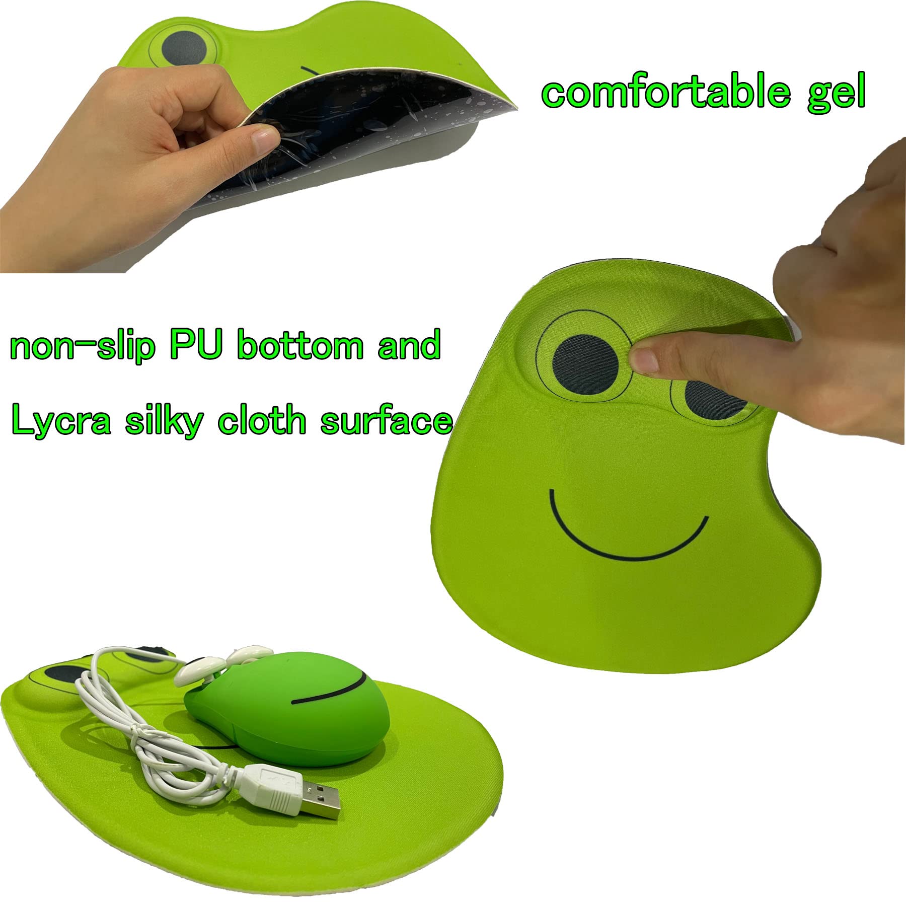 Cute Wired Frog Mouse - Ergonomic Computer Mouse with Mouse Pad for Kids & Adults | Mini Lovely Animal Frog Shaped Mouse for Laptop & Desktop PC | Perfect for Home, Office & School Use (Green)