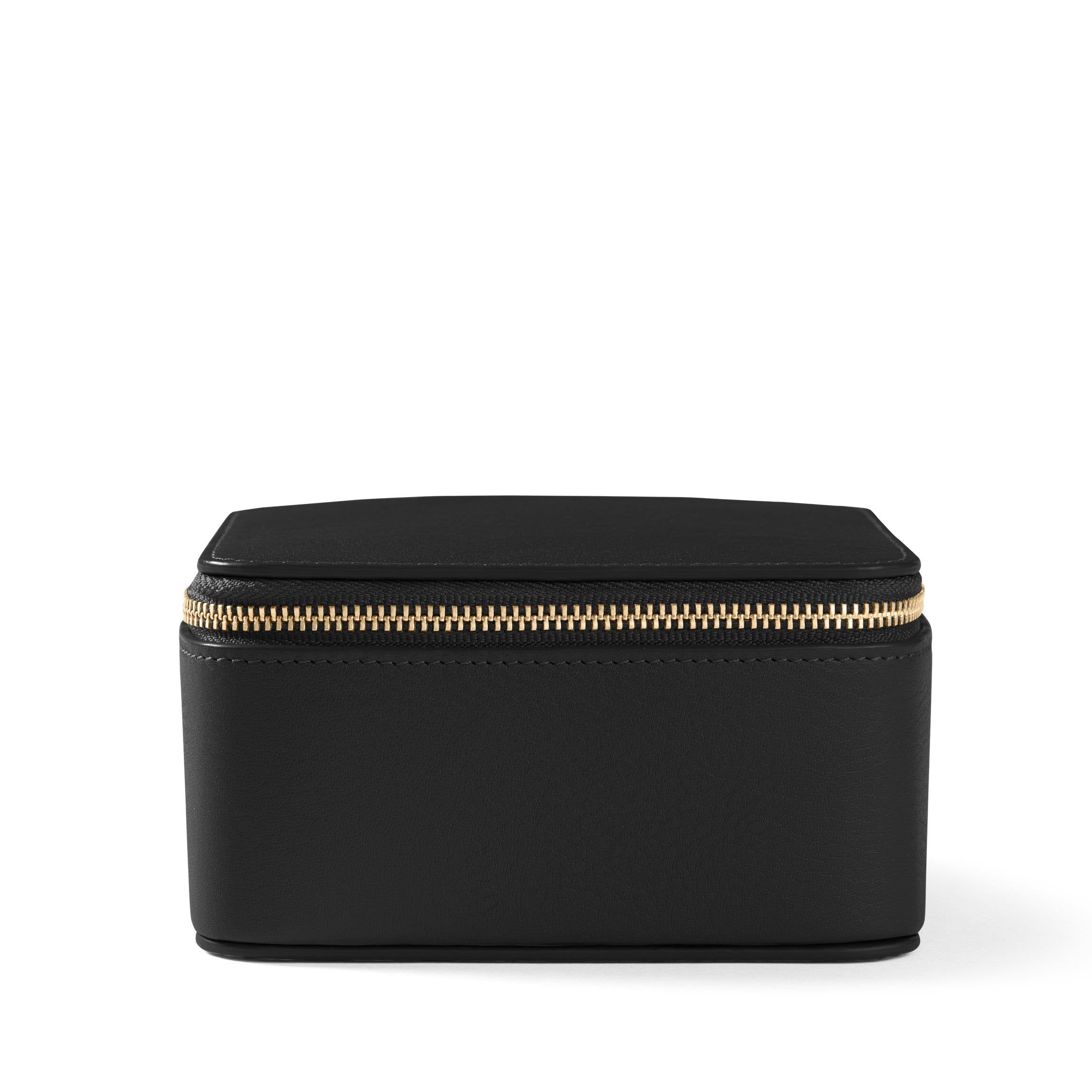 Leatherology Black Onyx Medium Jewelry Organizer - Premium Leather Jewelry Box with Ample Storage, Structured Design for Necklaces & Bracelets | Perfect for Travel, Vanity & Gift Giving