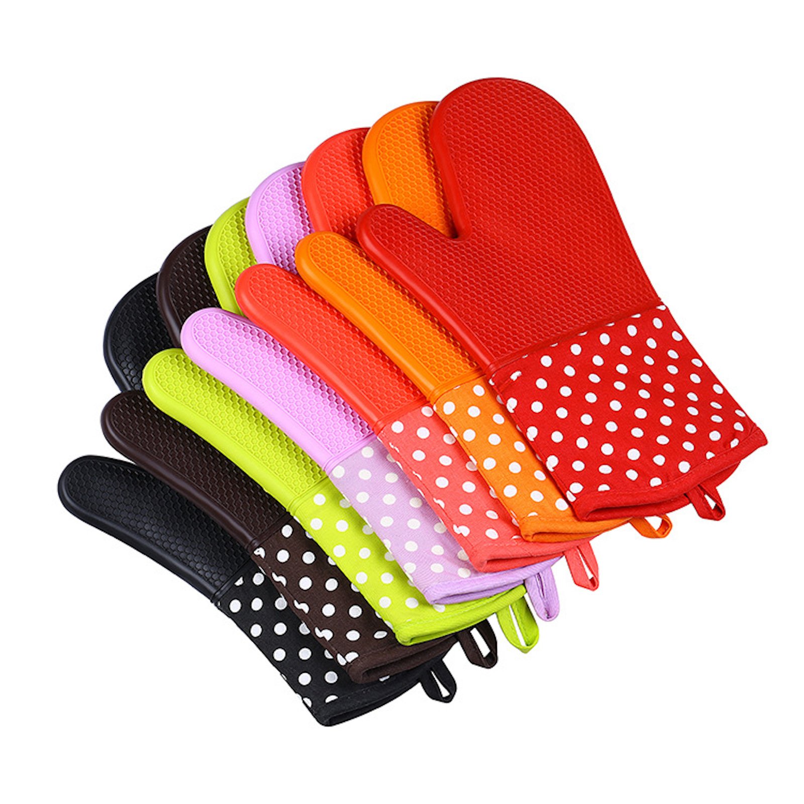 WSLCN Heat Resistant Silicone Gloves for Grilling, Baking & Cooking - Waterproof, Non-Slip BBQ Oven Mitts with Protective Cotton Layer (Orange, 13 x 7.5 Inches) - Perfect for Outdoor BBQ, Kitchen Baking and Hot Food Handling