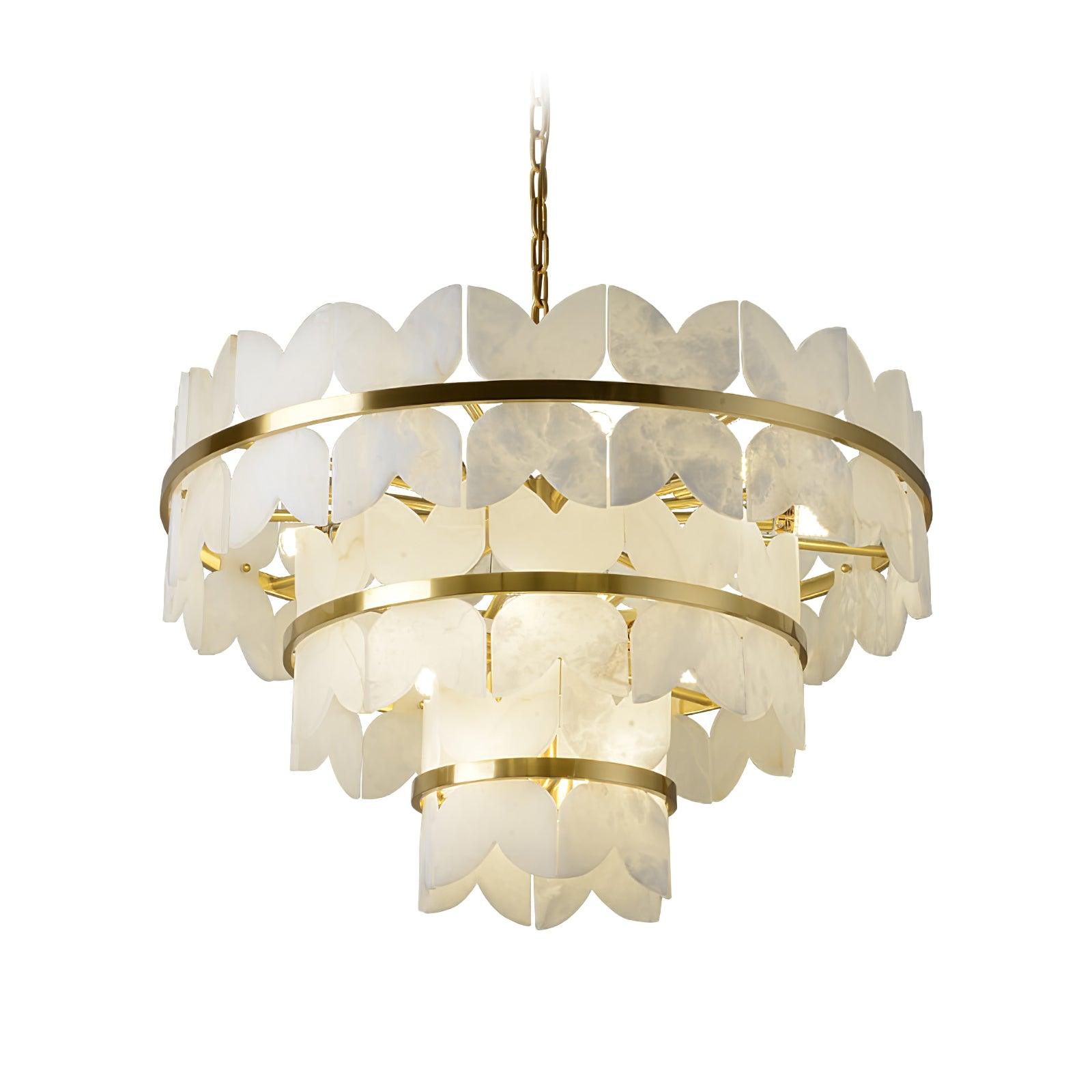 Elegant Alabaster Cloudscape Chandelier - Modern Crystal Ceiling Light Fixture for Dining Room, Bedroom & Living Room Decor