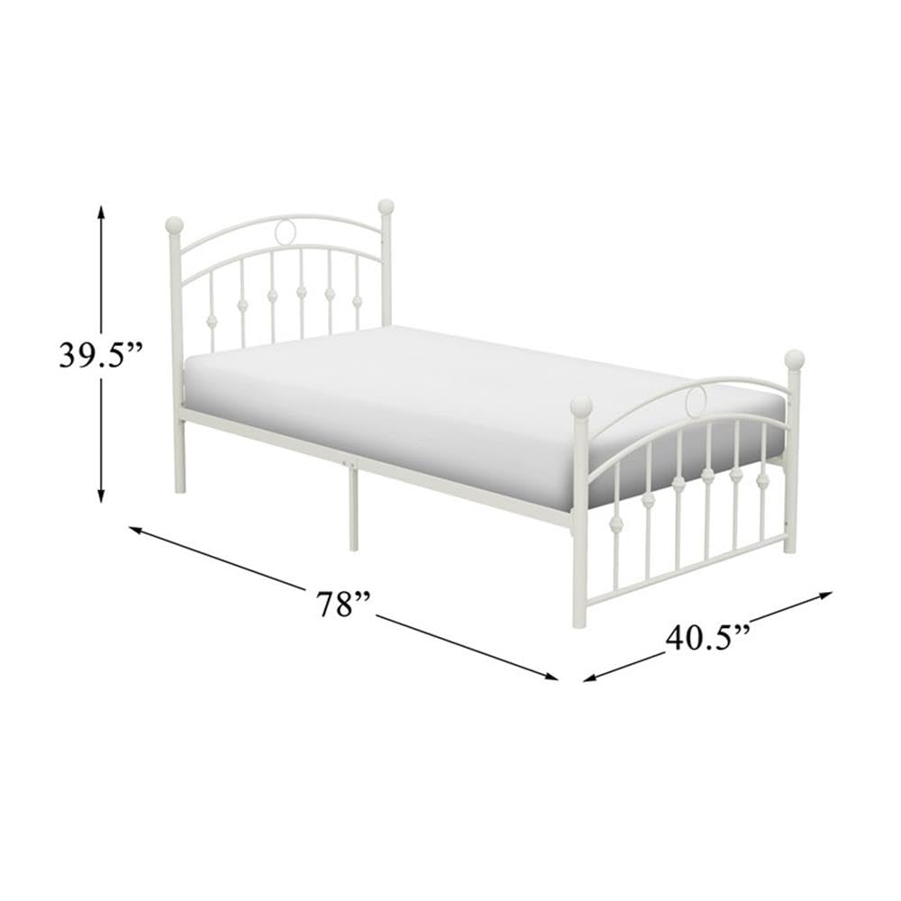 Pemberly Row Traditional Style Metal Twin Platform Bed in White - Sturdy & Elegant Bed Frame for Kids, Teens & Guest Rooms | Perfect for Small Spaces & Modern Bedrooms