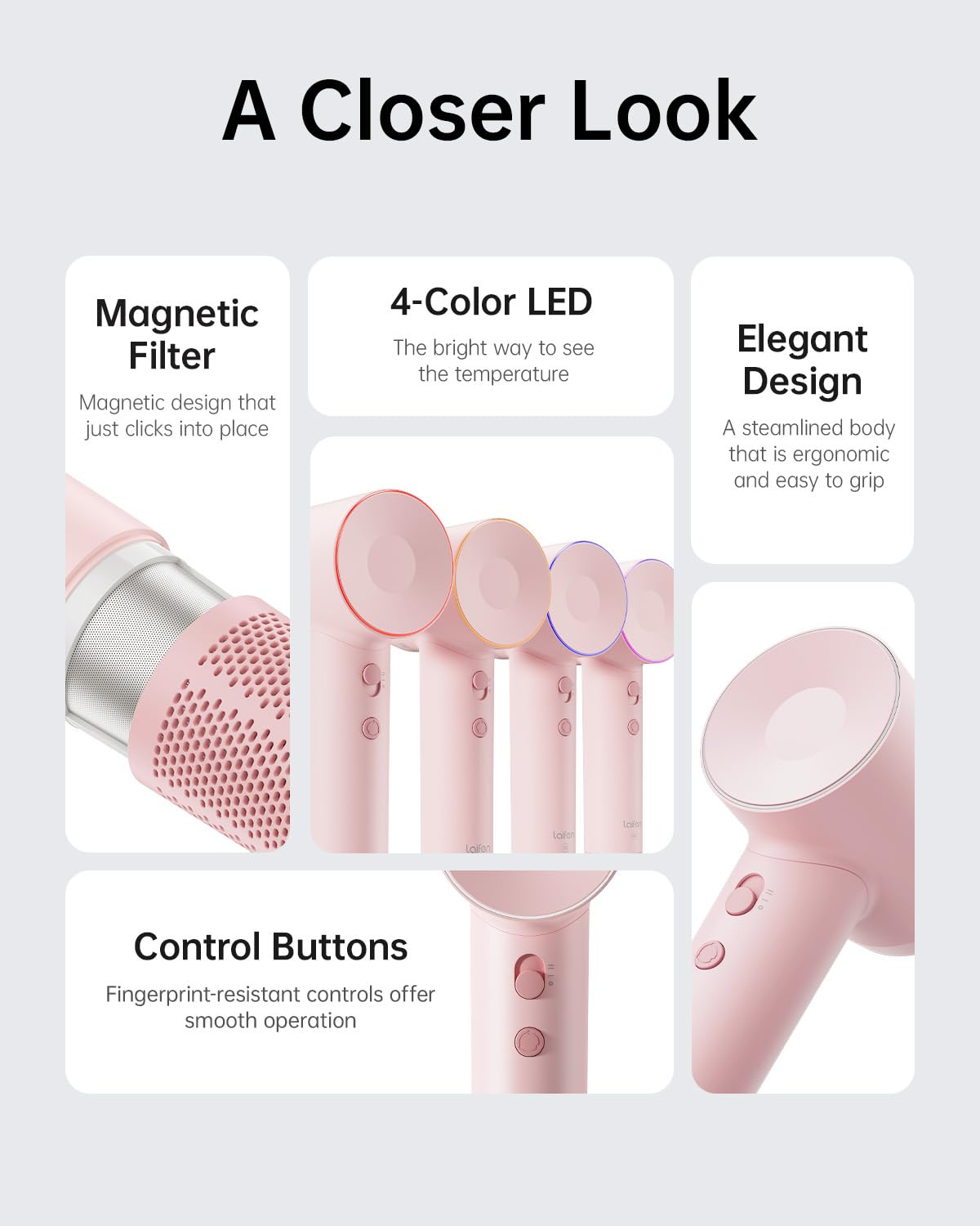 Laifen SE Hair Dryer - 200M Ionic Blow Dryer with Diffuser & Nozzle for Curly Hair, 105,000 RPM Low Noise Brushless Motor for Fast Drying | Perfect for Travel, Home & Salon Use