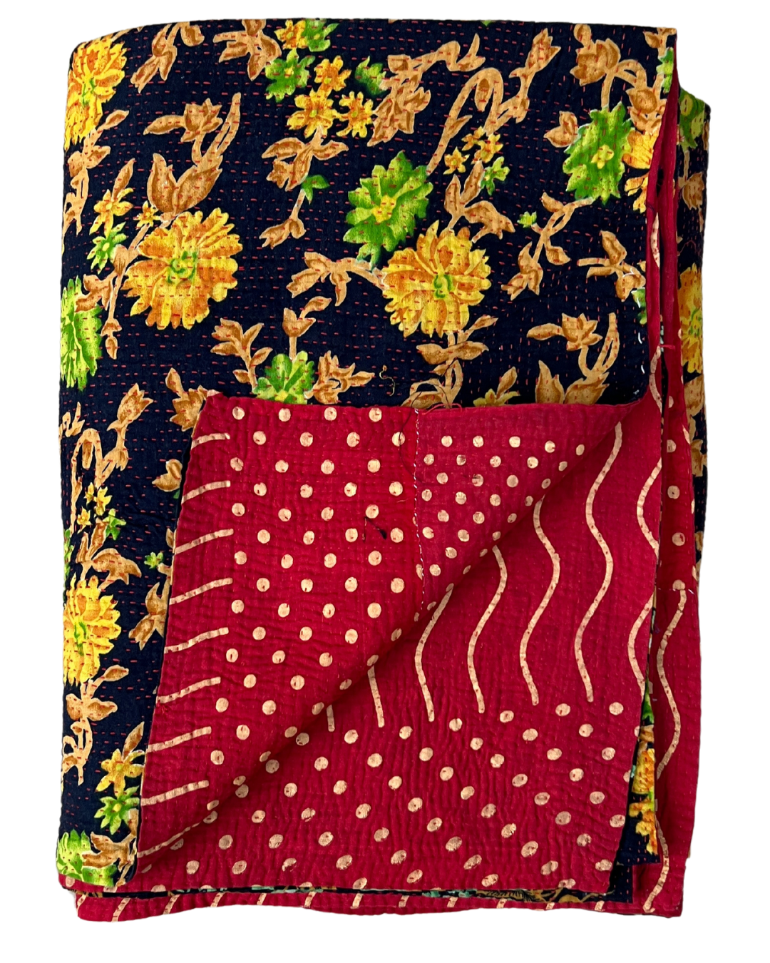 Premium Midweight Kantha Quilt No. 748 - Handmade Cotton Bedspread for Cozy Home Decor | Perfect for Bedroom, Sofa & Guest Room