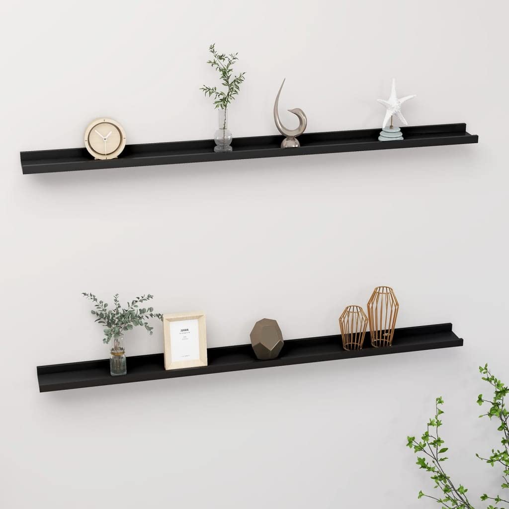 2-Pack Black Floating Wall Shelves (45.3