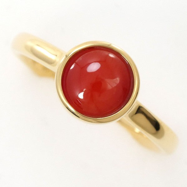 18K Yellow Gold Coral Ring for Women - Elegant Handmade Jewelry Gift for Birthday, Anniversary & Valentine's Day - Perfect for Beach Weddings & Summer Fashion Accessories