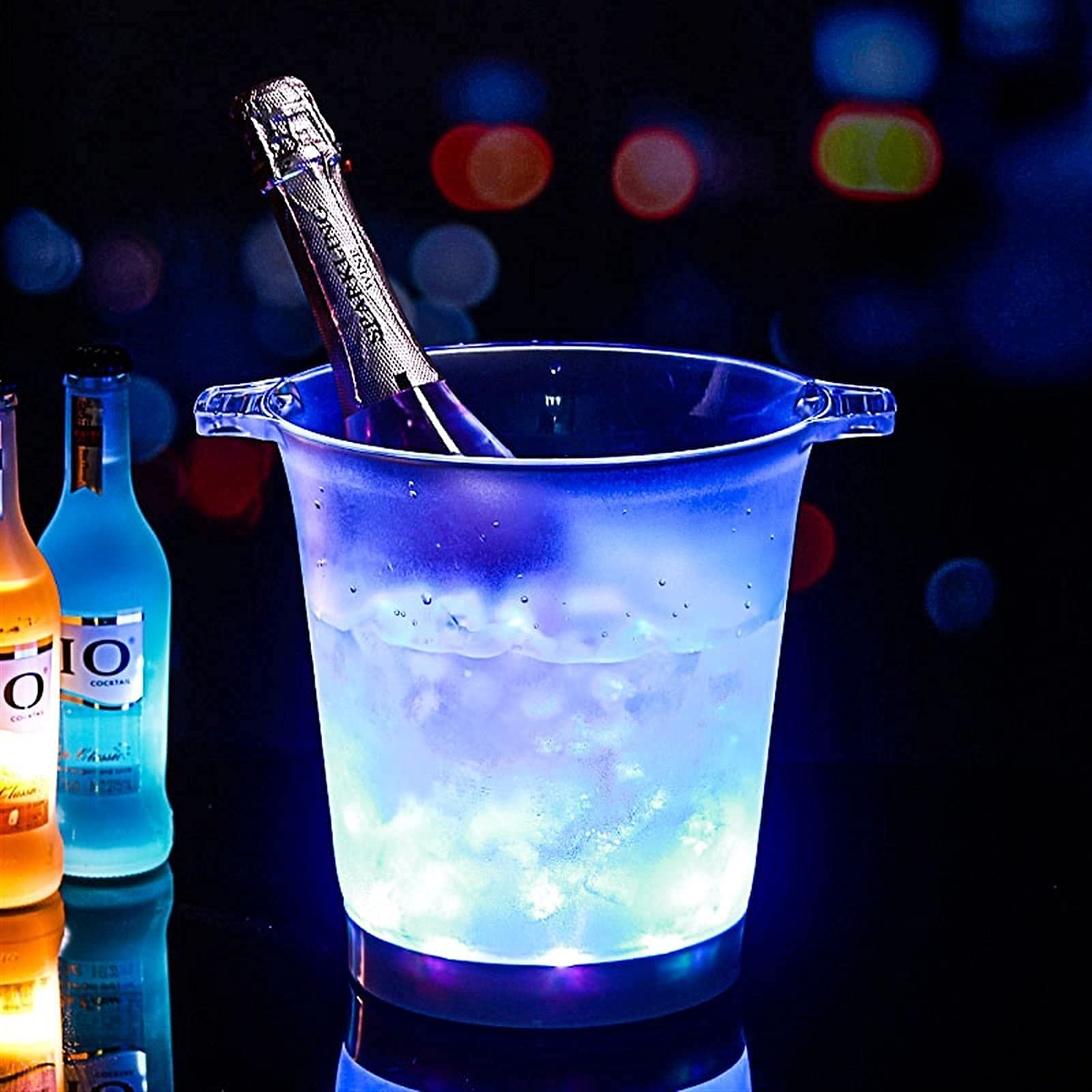 AWJ 5L LED Ice Bucket with Color Changing Lights - Battery Powered Waterproof Drink Container for Wine, Champagne, Beer & Beverages - Perfect for Party, Home, Bar & Outdoor Gatherings