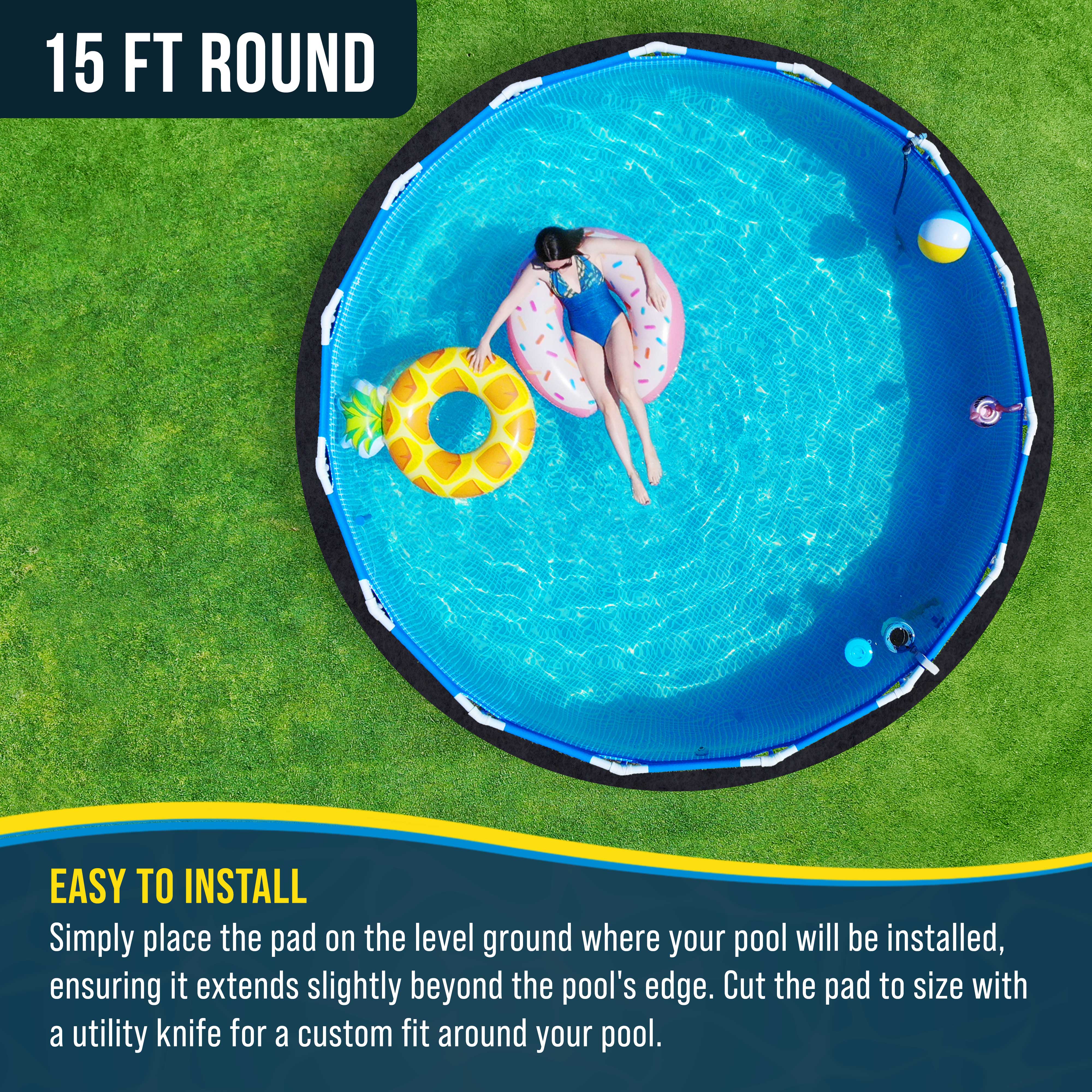 **15ft Round Heavy Duty Pool Liner Pad for Above Ground Pools – Durable Weed Barrier, Puncture Protection, Eco-Friendly Fabric – Perfect for Backyard, Garden & Outdoor Swimming Pools**