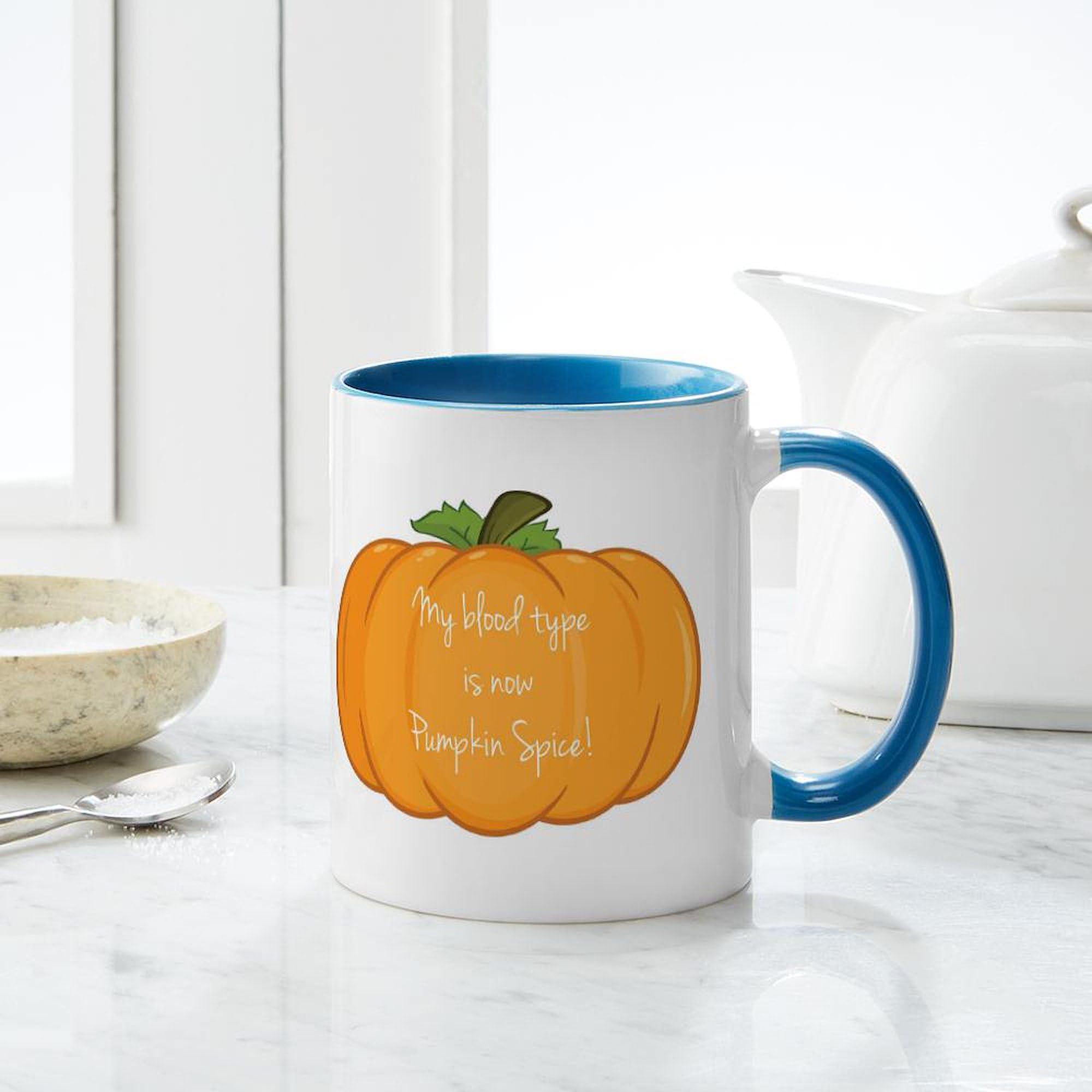 Pumpkin Spice Ceramic Coffee Mug 11 oz (325 ml) - Perfect for Fall, Halloween & Thanksgiving Gifts - Ideal for Hot Drinks, Office & Home Use