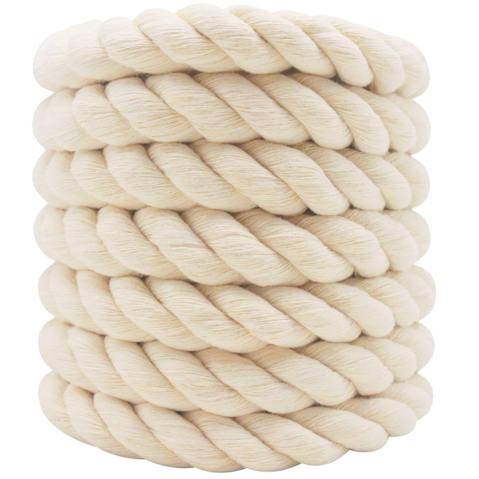 3/4 Inch x 25 Feet Natural Cotton Rope - Strong Twisted Cotton Cord for DIY Crafts, Basket Making, Home Decor & Macrame Projects | Perfect for Wall Hangings, Plant Hangers & Decorative Knotting
