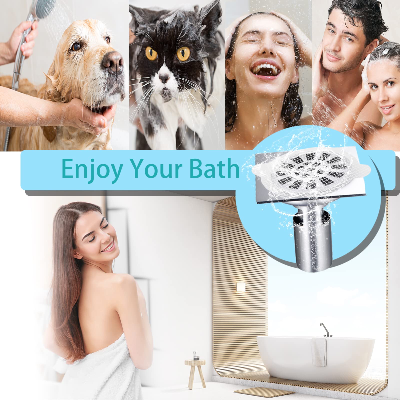 MOCOST Disposable Shower Drain Hair Catcher Stickers - 30 Pack 4.3 Inch Mesh Stickers with Cleaning Tweezers - Prevent Clogged Drains & Pipe Blockages - Perfect for Bathroom, Shower, Sink Drain Maintenance