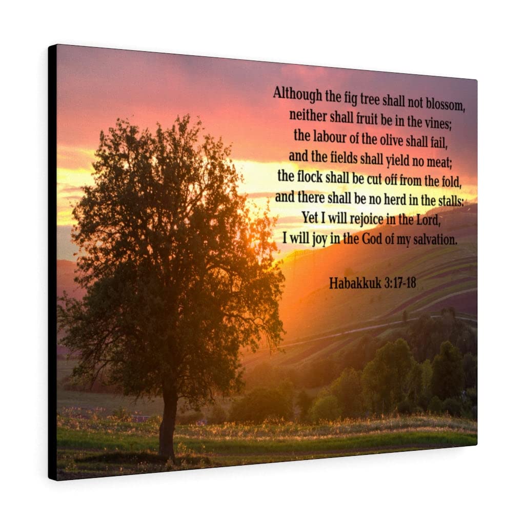 Christian Wall Art with Bible Verse - God of My Salvation Habakkuk 3:17-18 Scripture Print | Ready to Hang Inspirational Home Decor for Living Room, Bedroom & Church | Express Your Love Gifts