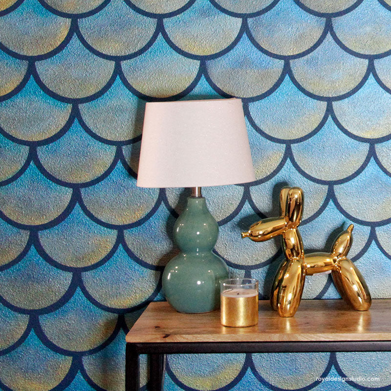 Moroccan Scallops Wall Stencil - DIY Home Decor Stencil for Walls, Ceilings & Furniture - Arabic Geometric Pattern Painting Template for Bedroom, Living Room & Nursery Decoration
