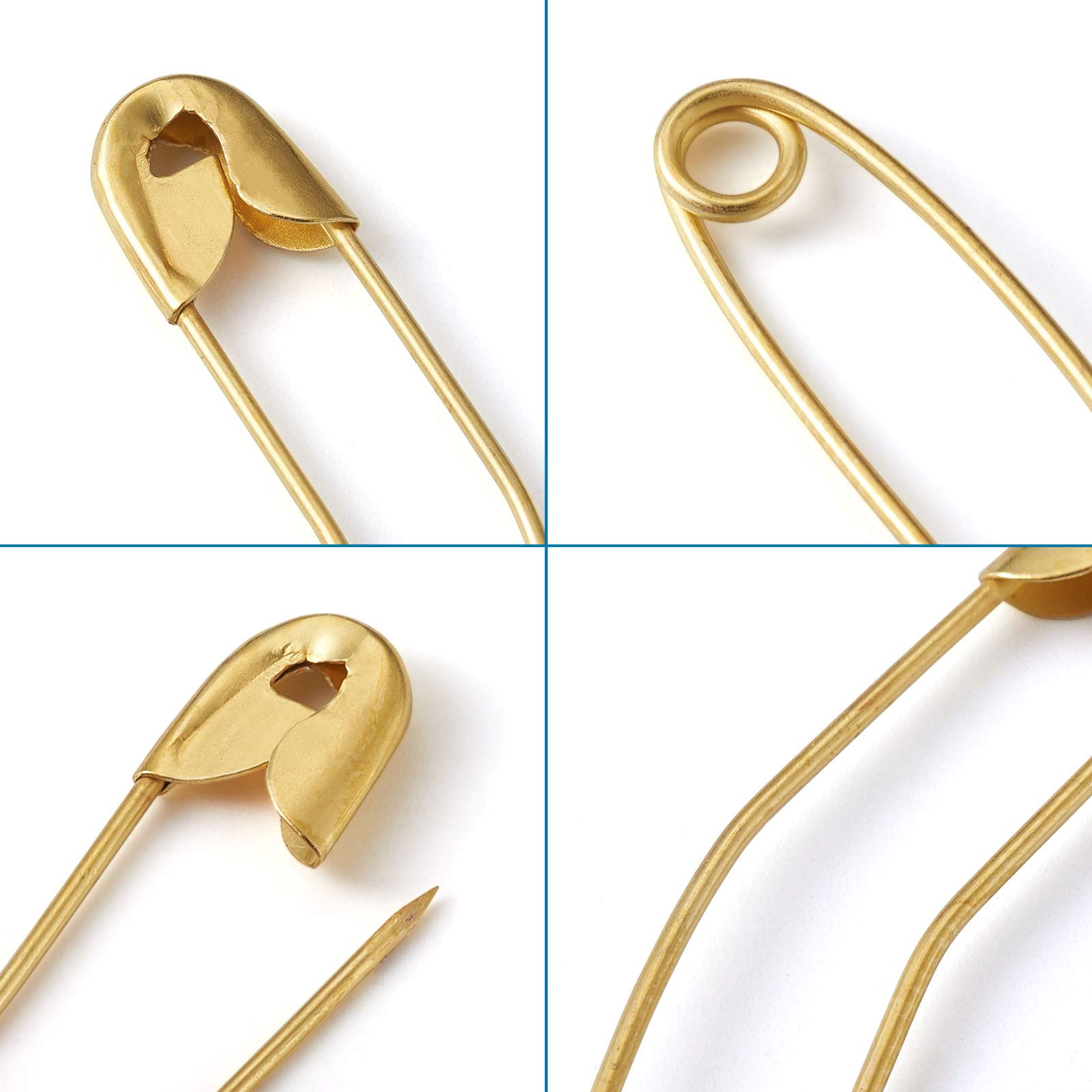 320pcs Iron Curved Safety Pins - 2 Sizes Large Quilting Basting Pins with Plastic Storage Box (Gold & Silver) for Sewing, Knitting, Jewelry Making | Perfect for DIY Crafts, Home Office & Clothing Repair