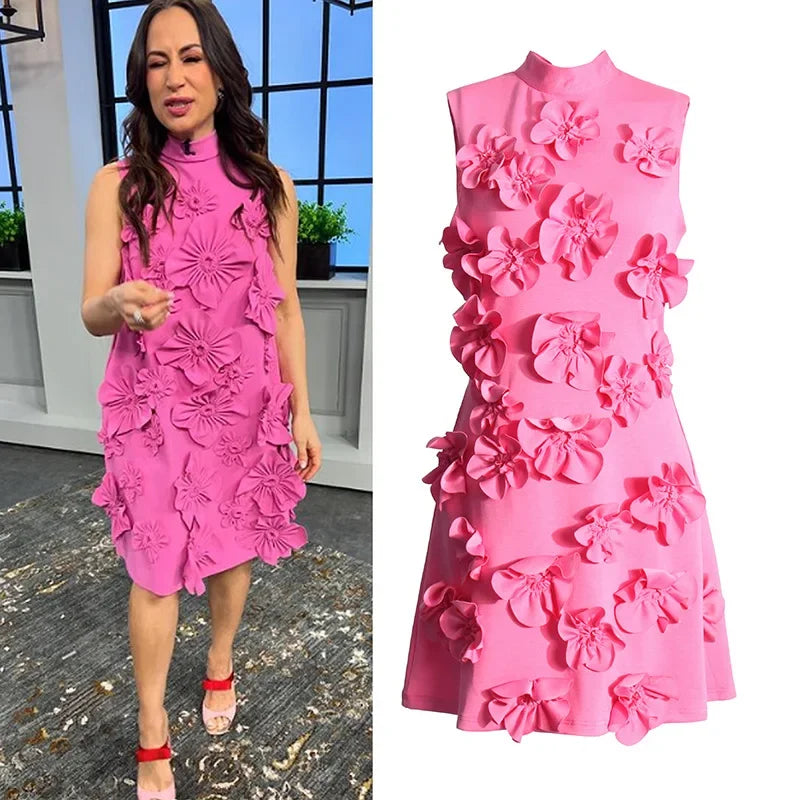 Elegant Women's Short Skirt Dress with Heavy Embroidery & Splicing Belt - Sleeveless Spring Fashion for Casual Wear, Party & Office Outfits