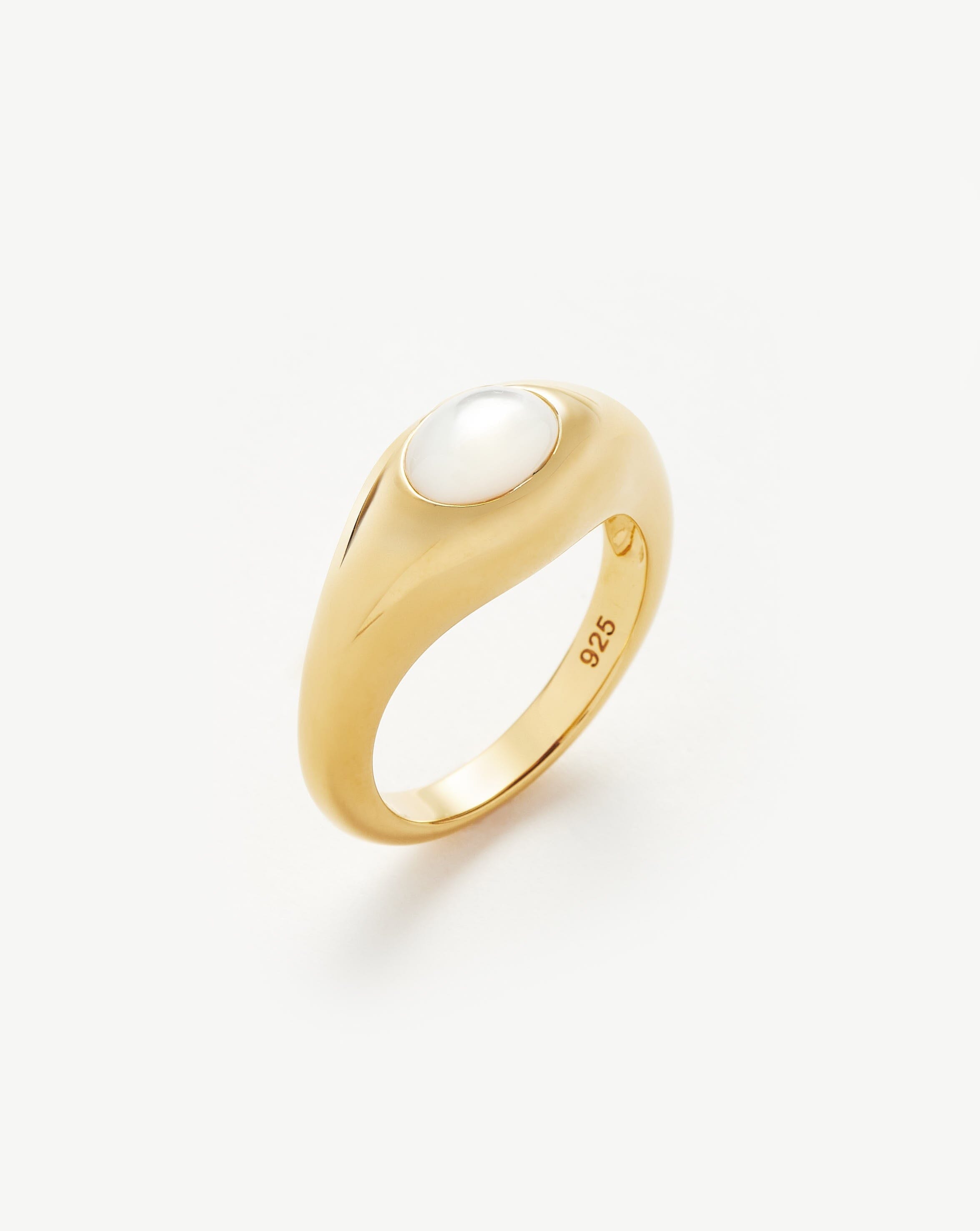 Savi Sculptural Gemstone Stacking Ring - 18k Gold Vermeil & Mother of Pearl Jewelry for Women | Elegant Layering Rings for Everyday Wear, Gift Giving & Special Occasions