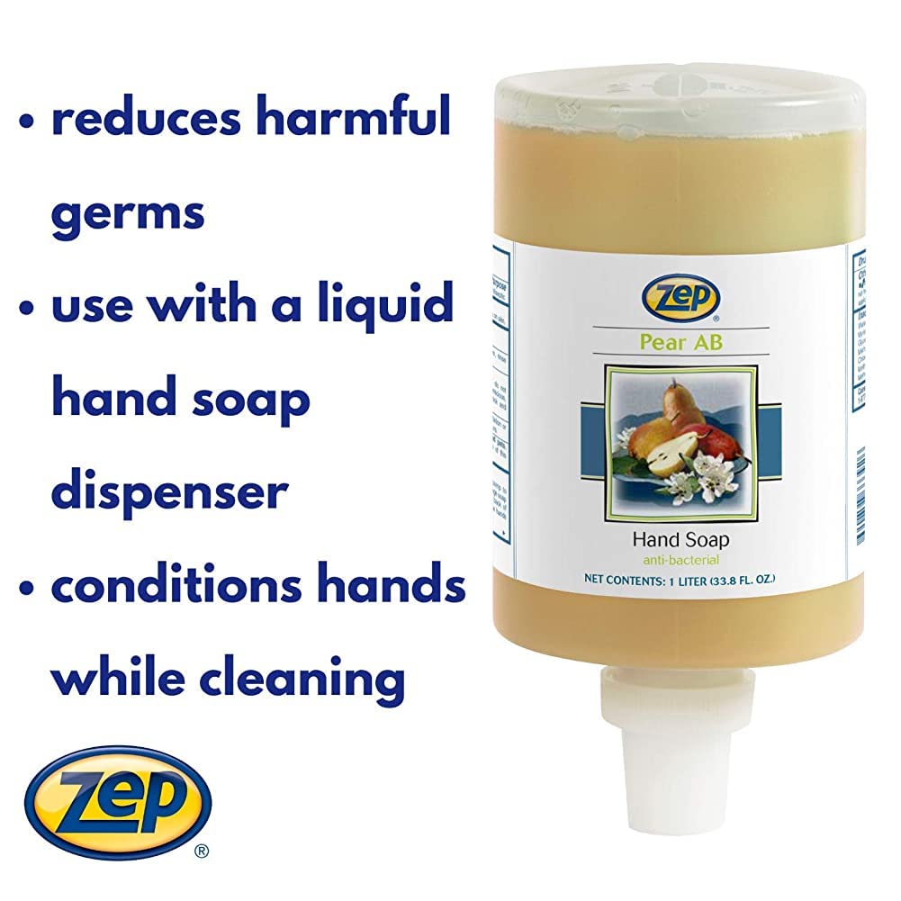 Zep Antibacterial Hand Soap Gel Refill - 1 Liter (Pack of 6) | 333911 | For Dispenser Refills | Ideal for Offices, Hospitals & Public Restrooms