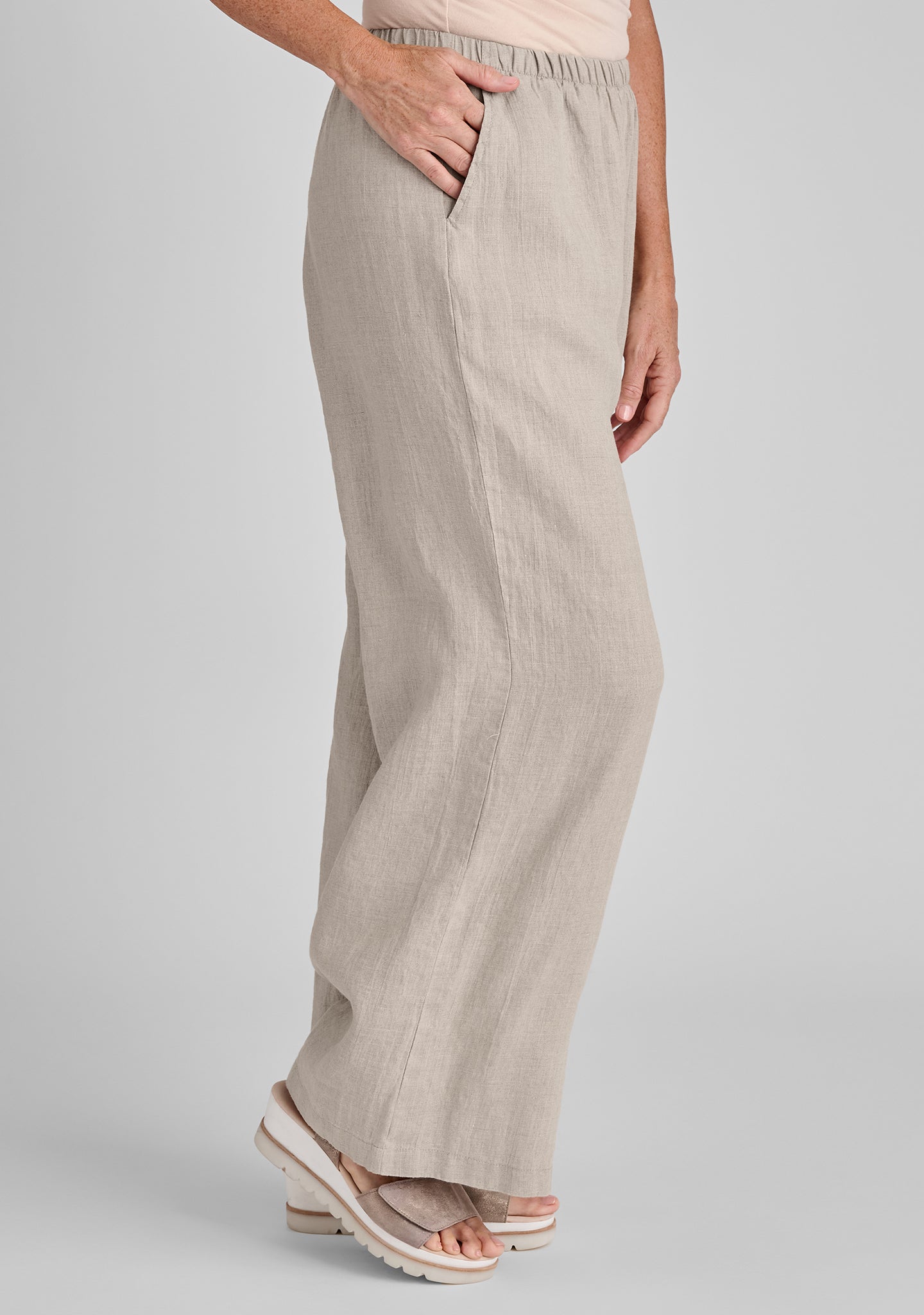 Flowing Linen Pants for Women - Elastic Waist Comfortable Wide Leg Trousers - Perfect for Summer, Beach, Yoga and Casual Wear