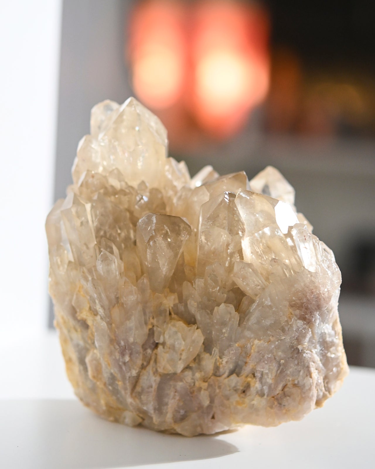 Natural Elestial Citrine Crystal Cluster - 3.7lbs Raw Healing Stone for Meditation, Reiki, Chakra Balancing & Home Decor