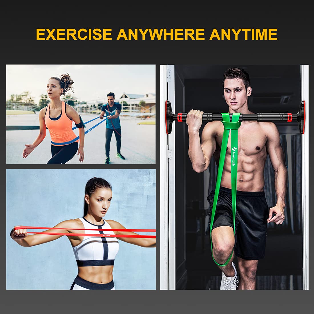 Lively Life Long Resistance Bands Set - Heavy Duty Pull Up Assist Bands for Men & Women - Home Gym Workout Equipment for Yoga, Pilates, Crossfit, Assisted Pull Ups & Strength Training - Perfect for Home Exercise, Gym Workouts & Physical Therapy