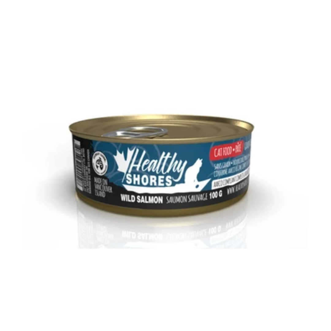 Premium Wild Caught Salmon Cat Wet Food - Healthy Shores 100g (2 Varieties) | Grain-Free, High Protein Wet Cat Food for Adult & Senior Cats | Perfect for Mealtime, Weight Management & Picky Eaters