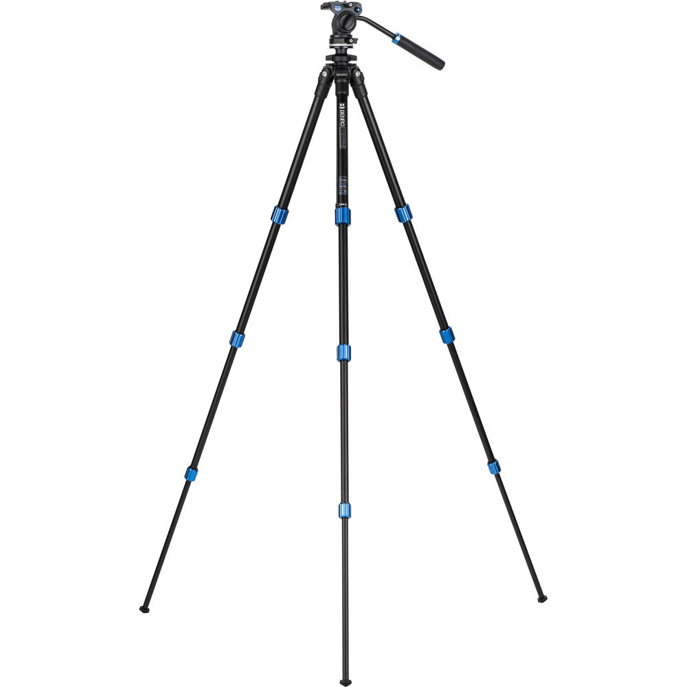 Benro 4-Section Aluminum Slim Video Tripod Kit with Fluid Head - Professional Lightweight Tripod for DSLR Cameras, Camcorders (Perfect for Travel, Vlogging & Outdoor Photography)