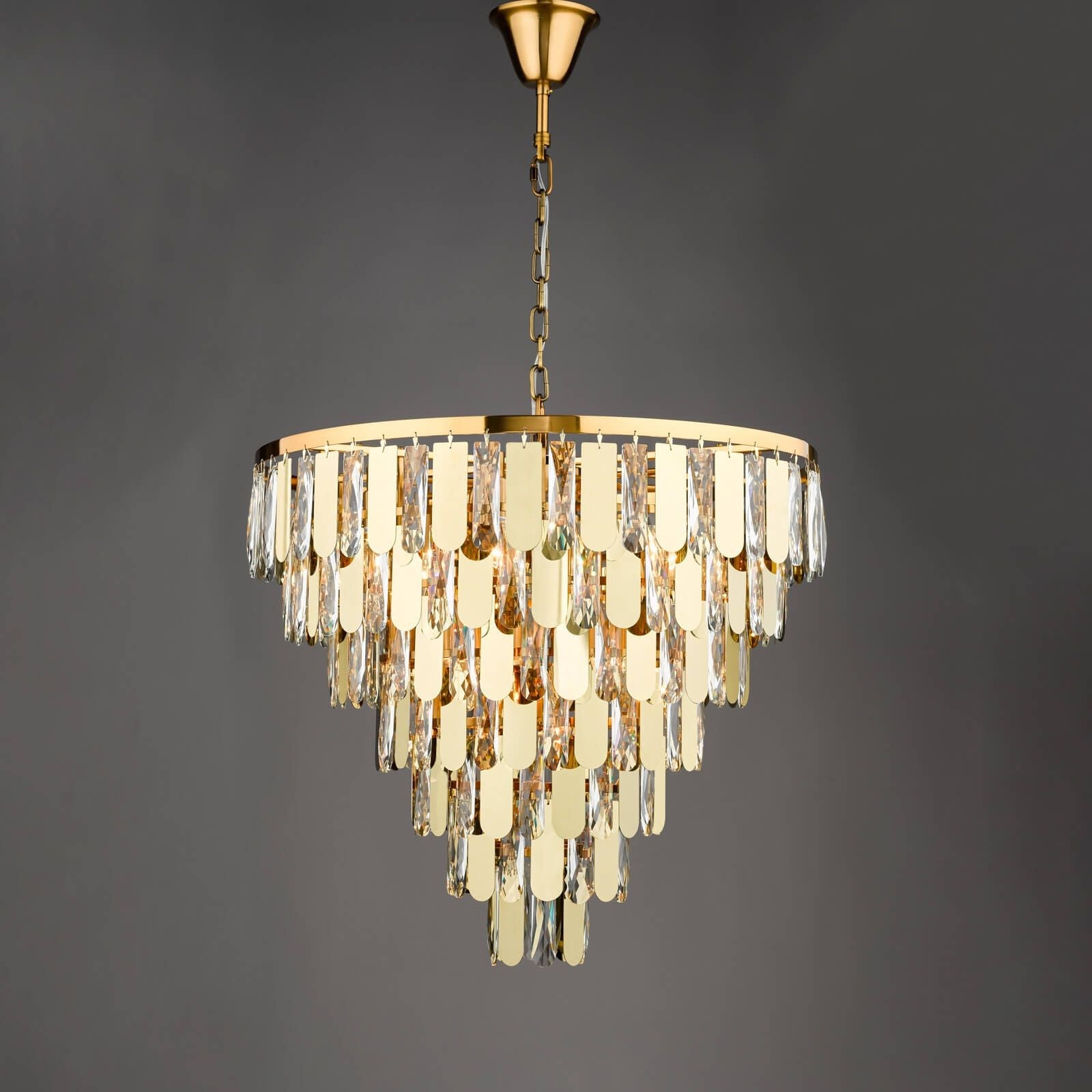 Amira 12-Light Chandelier in Polished Gold with Crystal Accents - Elegant Dining Room & Living Room Lighting Fixture