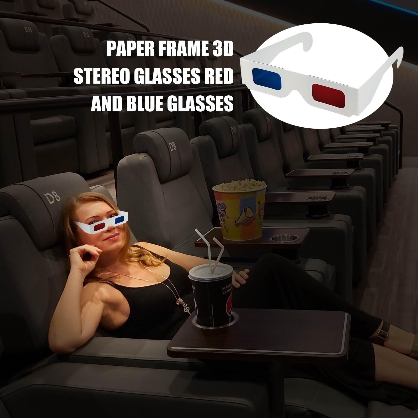 5 Pcs 3D Paper Glasses - Red & Blue Anaglyph Cardboard Glasses with White Frame for 3D Movies, TV Shows & Home Theater | Perfect for Movie Nights, 3D Events & Virtual Reality Experiences
