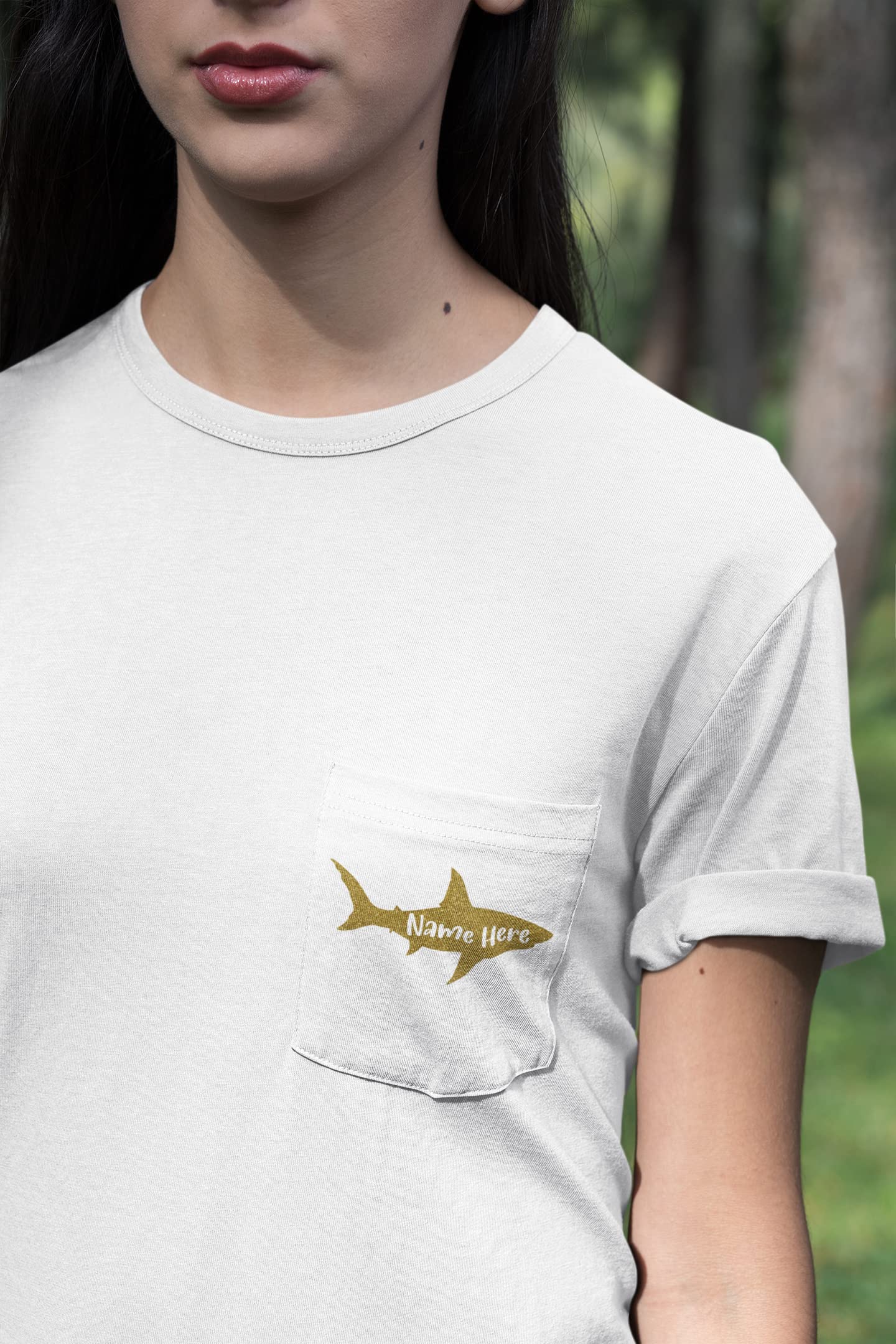 Custom Shark Silhouette Iron-On Transfer - Personalized Great White Name Decal | Ocean Fish Vinyl Patch for Clothing & DIY Projects | Heat Transfer HTV for T-Shirts, Bags, Hats (Yellow) - Perfect for Beach Parties, Marine Lovers & Unique Gifts