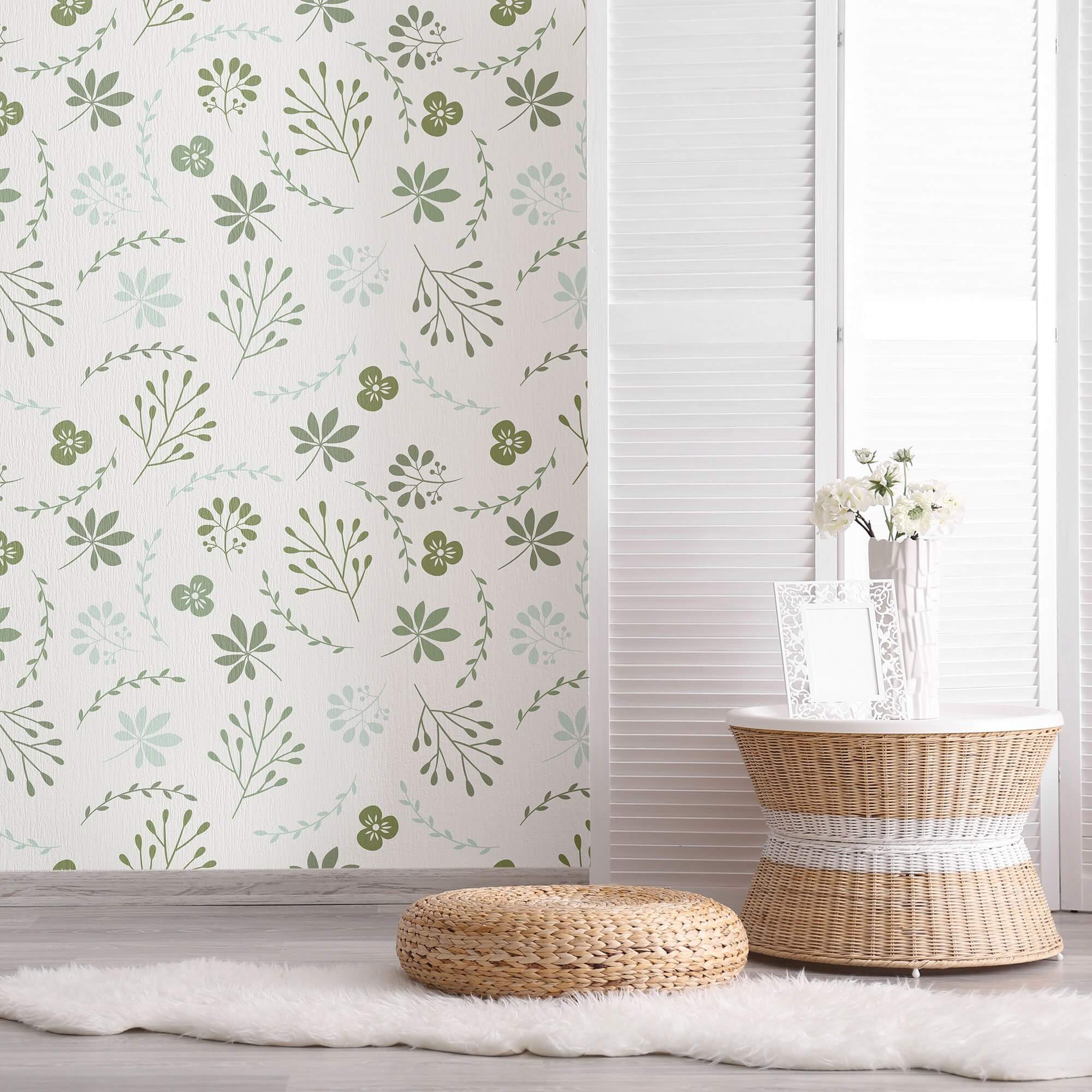 Green Botanical Floral Peel and Stick Removable Wallpaper 4920 - Self-Adhesive Wall Decor for Bedroom, Living Room & Office