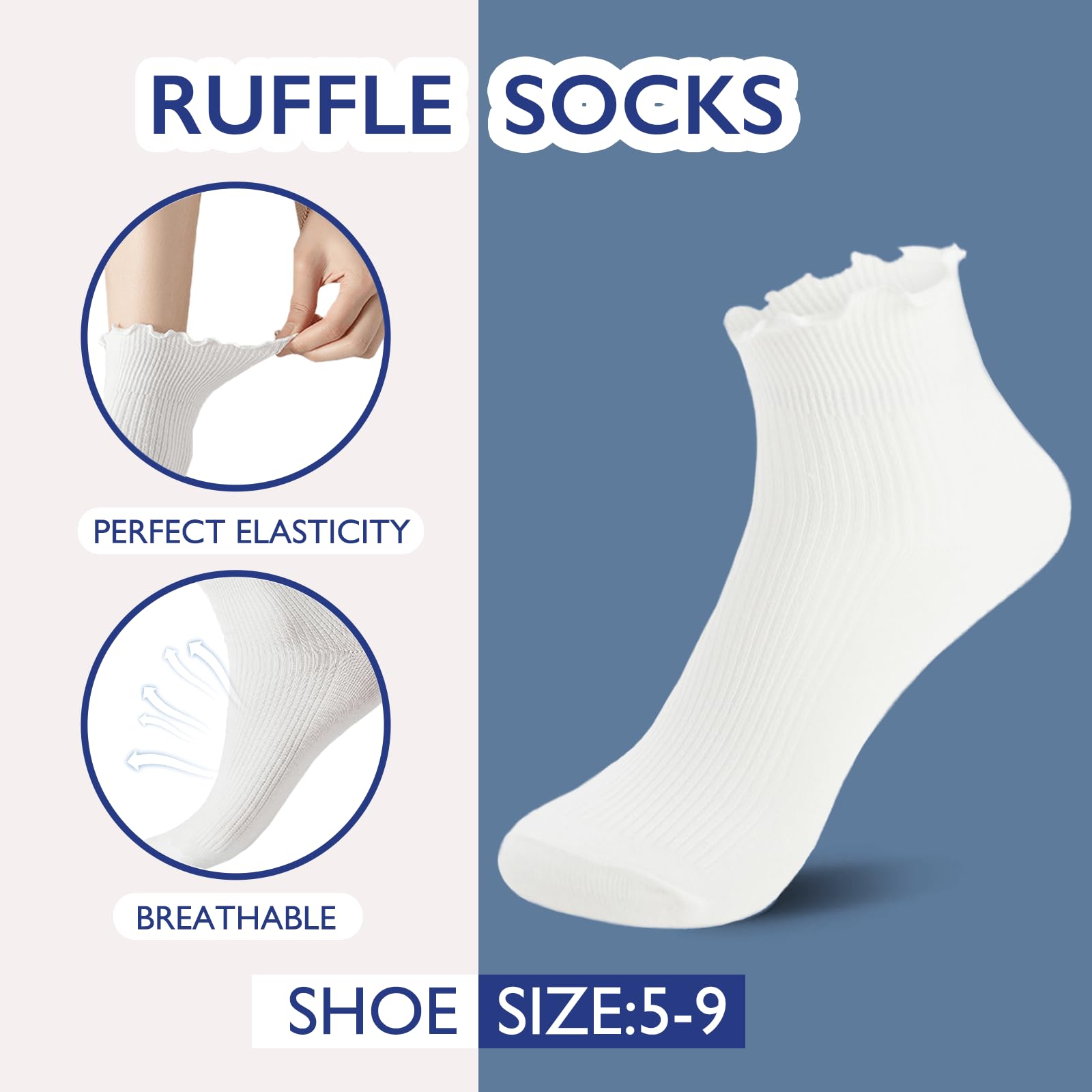 Hstyle Women's Ruffle Ankle Socks 6-Pack - Cute for Casual & Dressy Outfits