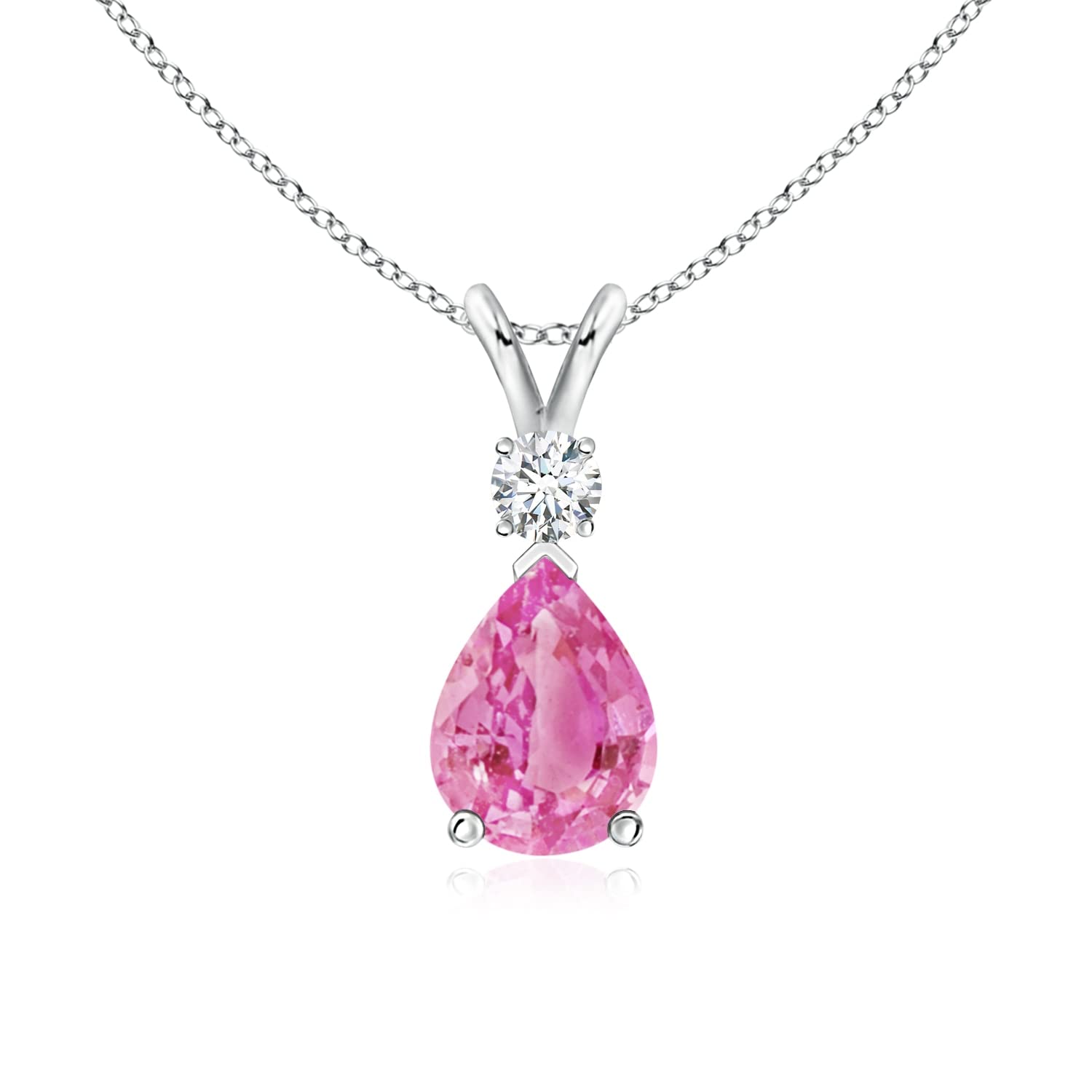 Angara 1.25 Carat AA Pink Sapphire Teardrop Pendant Necklace with Diamonds | Elegant Jewelry Gift for Women, Perfect for Weddings, Anniversaries & Special Occasions