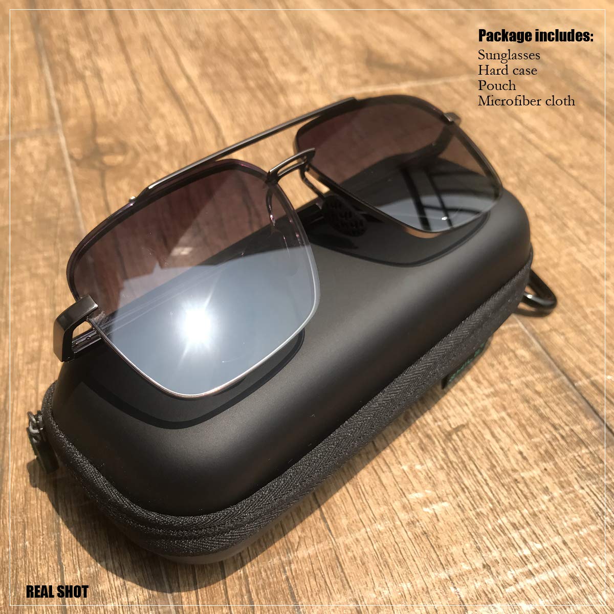 Polarized Aviator Sunglasses for Men - Oversized Square Metal Frame - Gradient UV400 Protection Lenses - Perfect for Driving, Fishing & Outdoor Activities