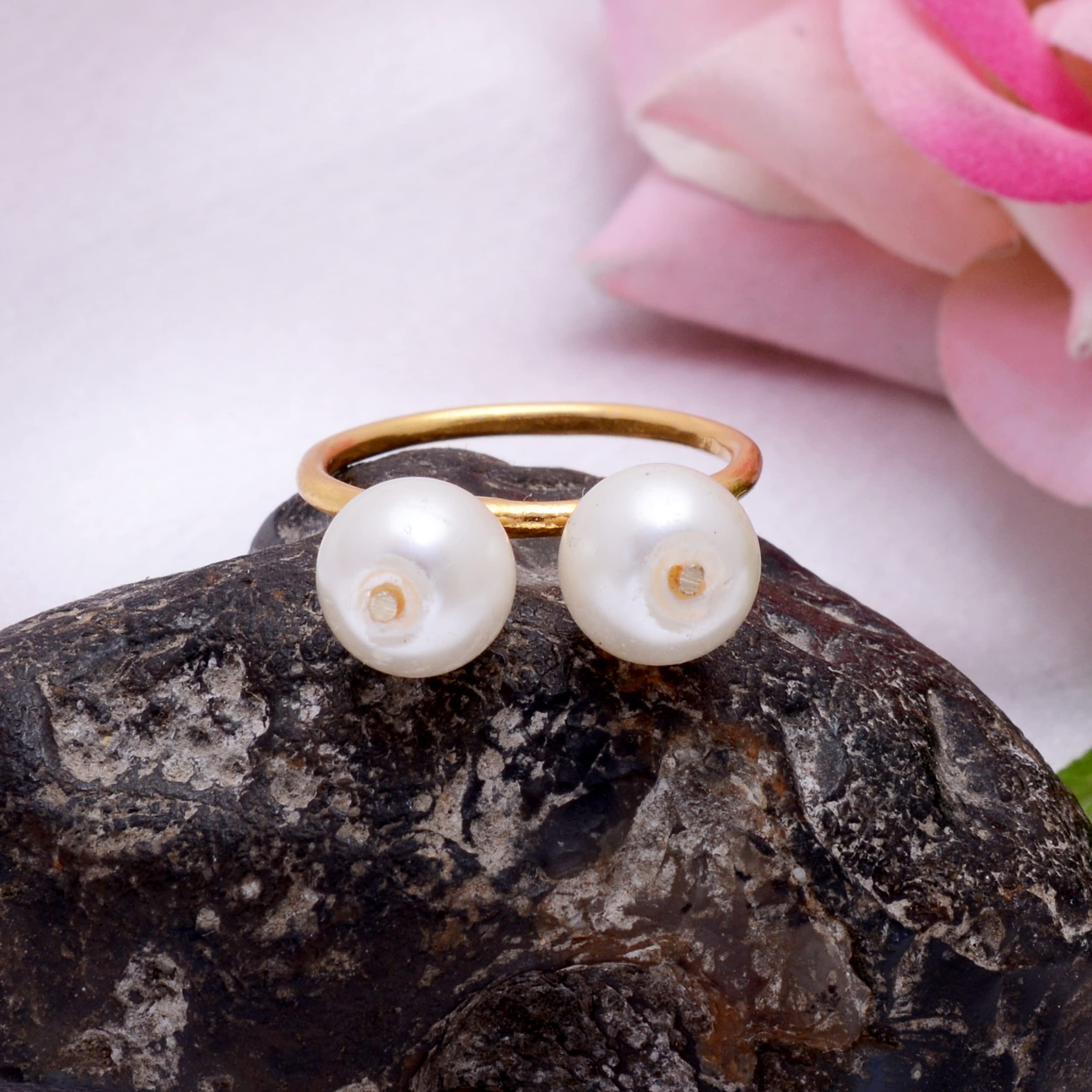 Veracity Jewelry 14K Gold Plated Gemstone Rings for Women & Girls - Elegant Pearl Rings for Birthday, Anniversary, Gift for Wife, Mom, Girlfriend, Sister - Western Style Handmade Jewelry (Pearl, Size 10) | Perfect for Weddings, Parties, Date Nights & Everyday Wear