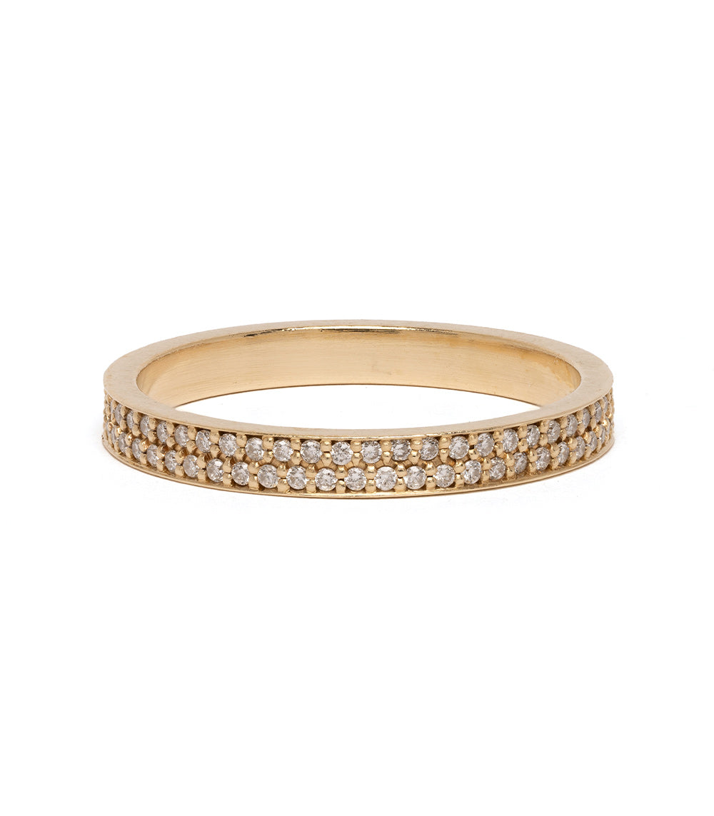 Pave Diamond Two Row Glitterati Eternity Wedding Band - 14K White Gold Stackable Ring for Women, Perfect for Bridal, Anniversary & Valentine's Day Gifts