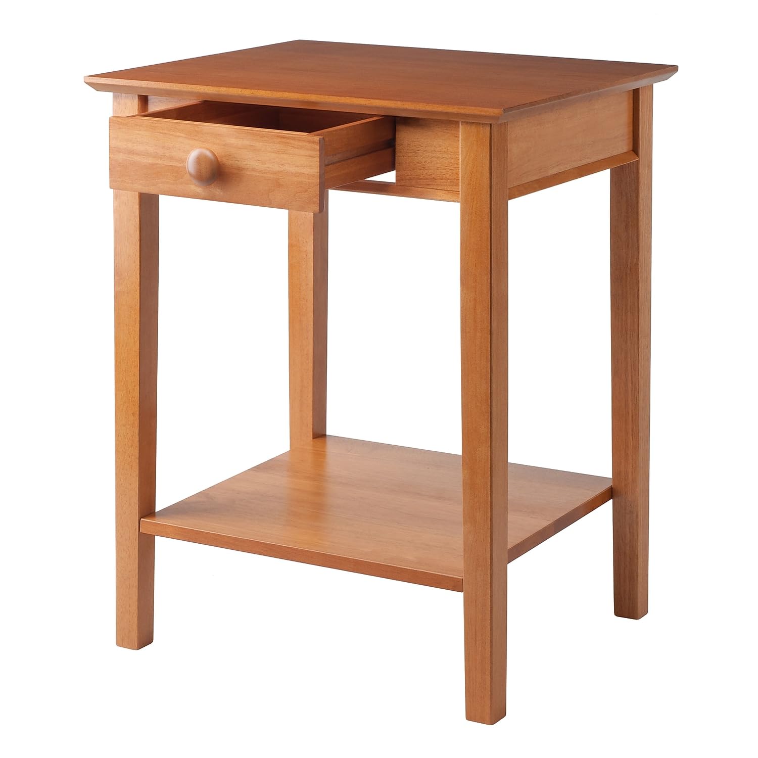 Winsome Studio Honey Brown Beech Wood End Table or Printer Stand - Compact Home Office Desk, Living Room Side Table, Bedroom Nightstand - Durable & Stylish Furniture for Small Spaces