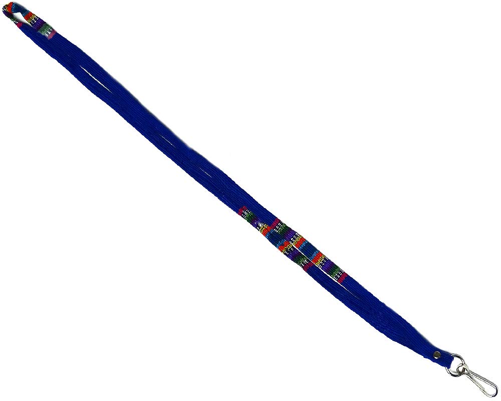 Lightweight Thin Strap Fabric Tribal Lanyard with Metal Clasp - Women's Fashion Handmade Boho Accessory for Keys, ID Badges & Car Keys (Blue) | Perfect for Work, Travel & Everyday Use