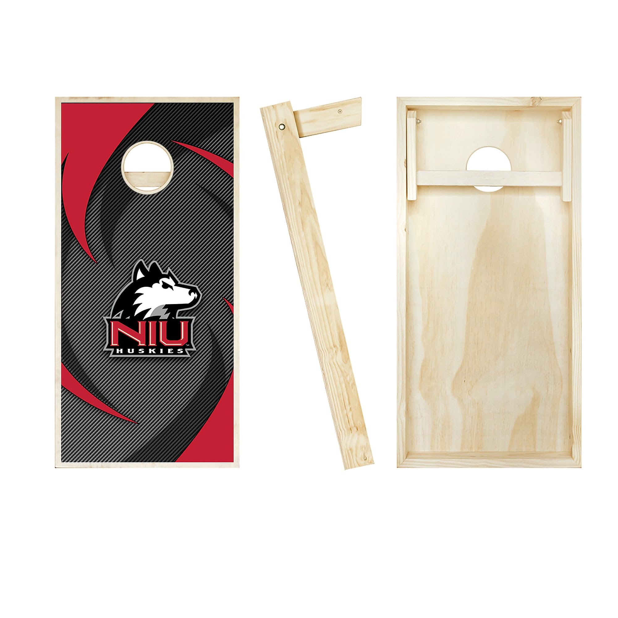Premium Northern Illinois Swoosh Cornhole Boards Set - 2 Regulation-Sized Boards & 8 Custom Team Logo Bags - Perfect for Backyard Parties, Tailgating, and Outdoor Games (Choose Your Design Options)