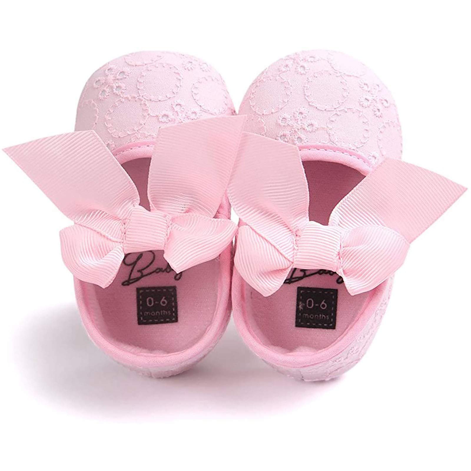 Lykmera Soft Embroidered Bow Princess Baby Shoes for Girls - Pink Toddler Shoes for 6-12 Months | Comfortable First Walking Shoes for Infants, Perfect for Special Occasions & Daily Wear