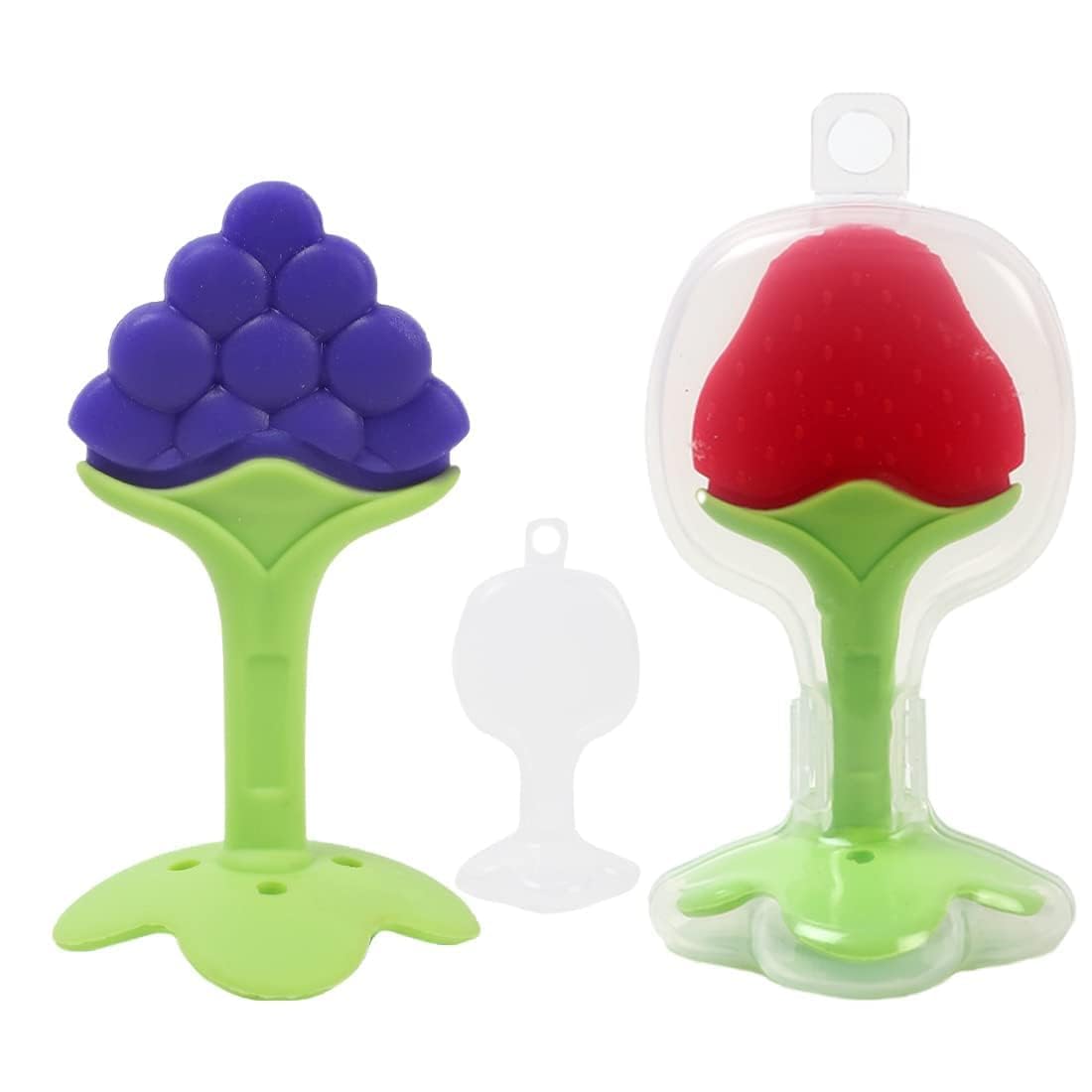 Drisona Baby Teether for 6-12 Months - BPA Free Silicone Teething Toys for Infants (Blue & Red, Pack of 2) | Soothe Sore Gums & Promote Healthy Oral Development - Perfect for Home, Travel & Daycare Use