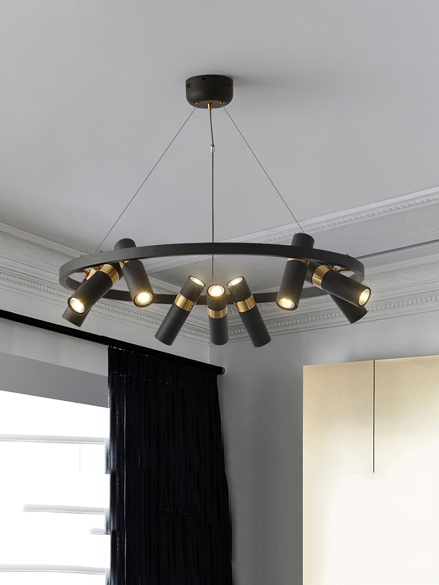 Black Multi Pipe Chandelier - Industrial Style Ceiling Light Fixture for Dining Room, Living Room & Bedroom Decor