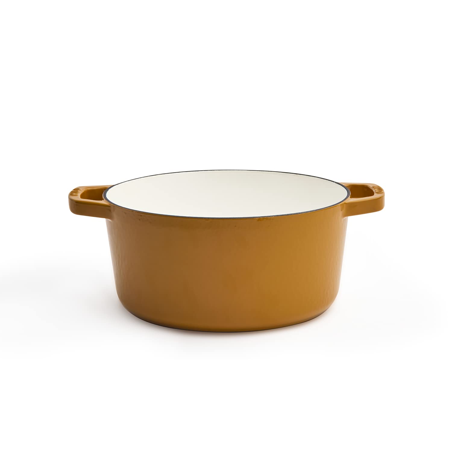 Premium 3.5-Quart Enameled Cast Iron Dutch Oven with Lid - Kana Milo Series | Heavy Duty Casserole Pot for Baking, Braising & Slow Cooking | Oven & Dishwasher Safe Enamel Coating | Dijon with Gold Knob | Perfect for Soups, Stews & Family Dinners