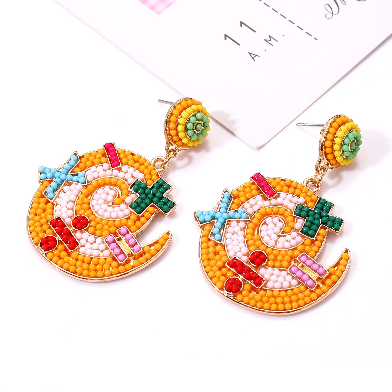 Beaded Pencil Dangle Earrings for Women - Colorful Rainbow Statement Jewelry - Perfect Teacher Appreciation Gift & Back to School Accessories - Great for Classrooms, Teacher Gifts, and School Events