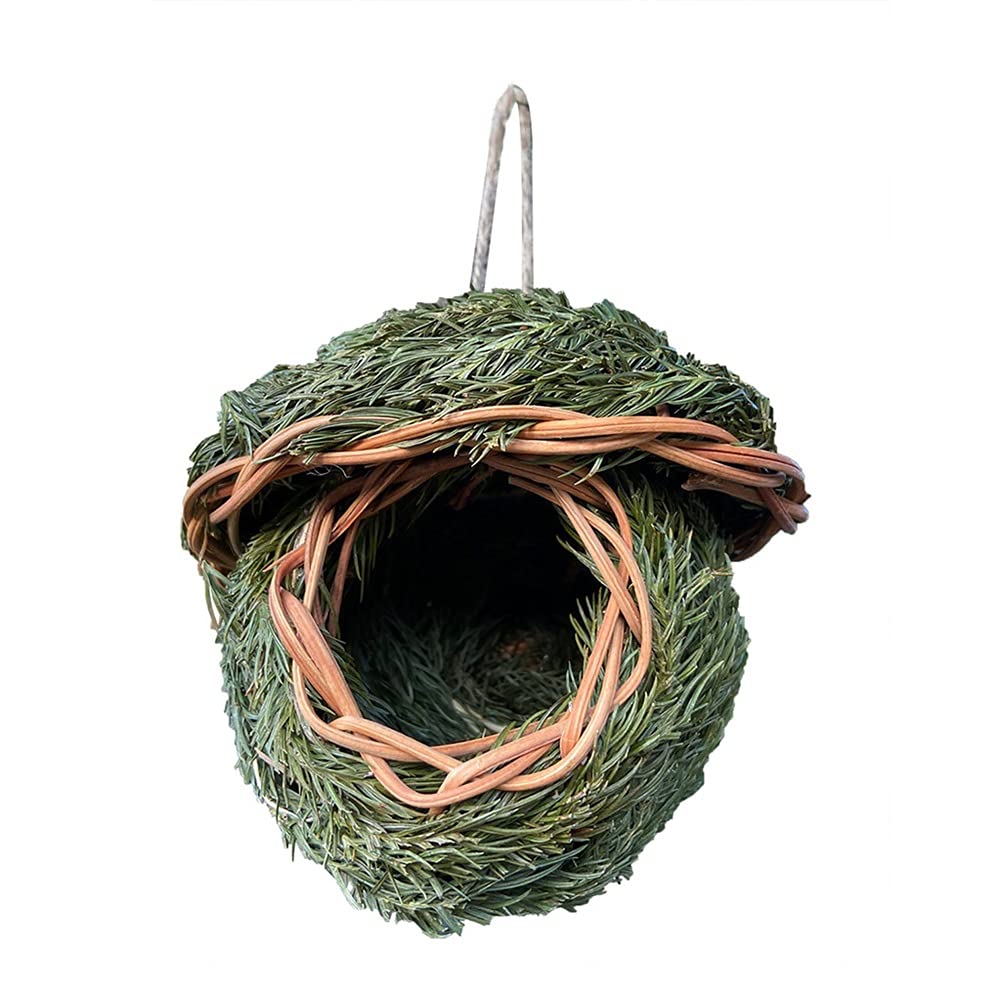 Hand-Woven Natural Grass Hanging Bird House - Creative Straw Bird Cage Pet Nest for Hummingbirds | Outdoor Garden Decoration & Wildlife Habitat Attraction