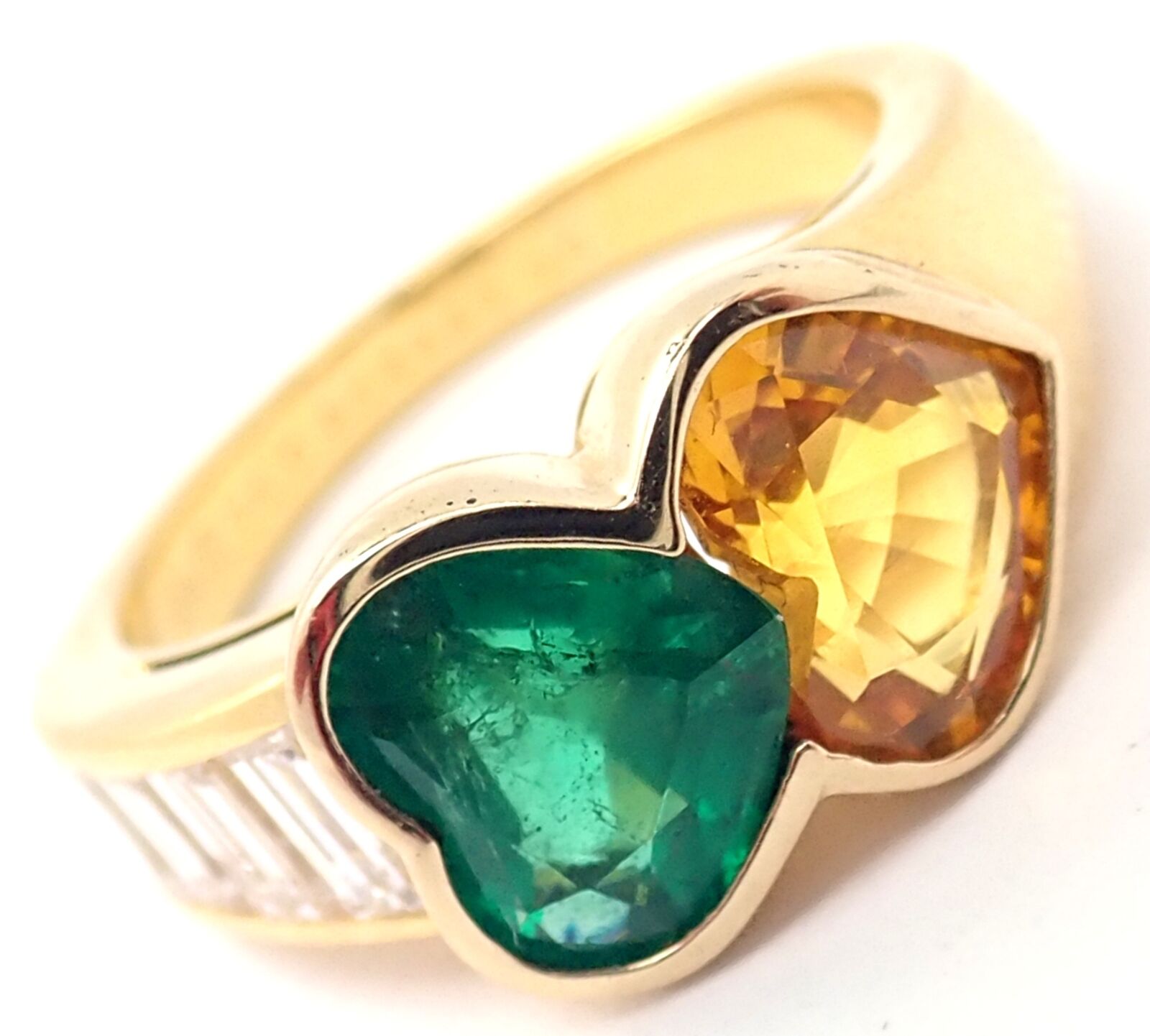 Authentic Van Cleef & Arpels 18k Gold Diamond Emerald Yellow Sapphire Ring - Luxury Jewelry for Women, Perfect for Weddings, Anniversaries & Special Occasions