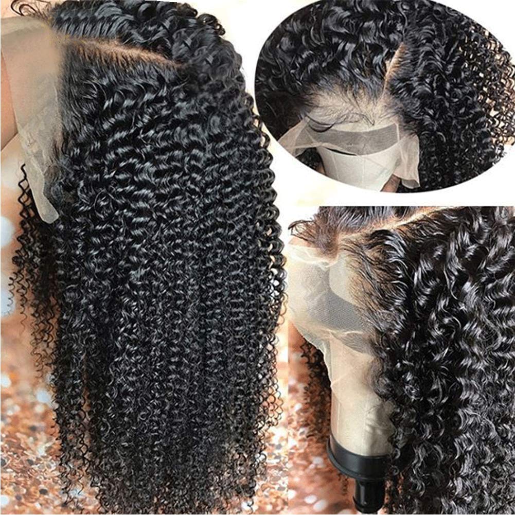 150% Density 9A Remy Brazilian Human Hair Wig for Black Women - Kinky Curly 360 Lace Frontal Wig with Baby Hair & Pre-Plucked Hairline | Deep Curly 12