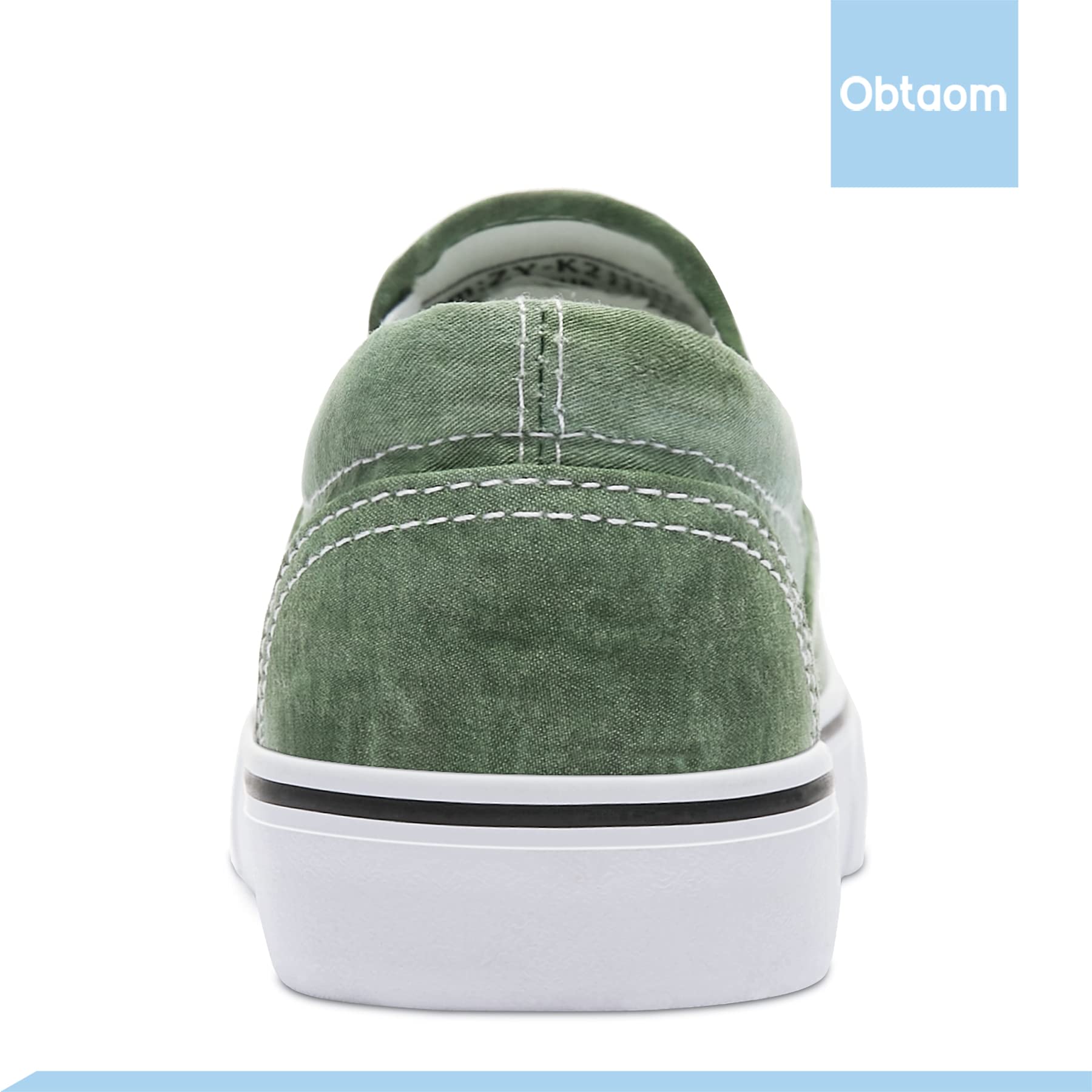 Obtaom Women's White Canvas Sneakers - Slip On Loafers with Black Trim for Casual Wear, Walking & Everyday Comfort