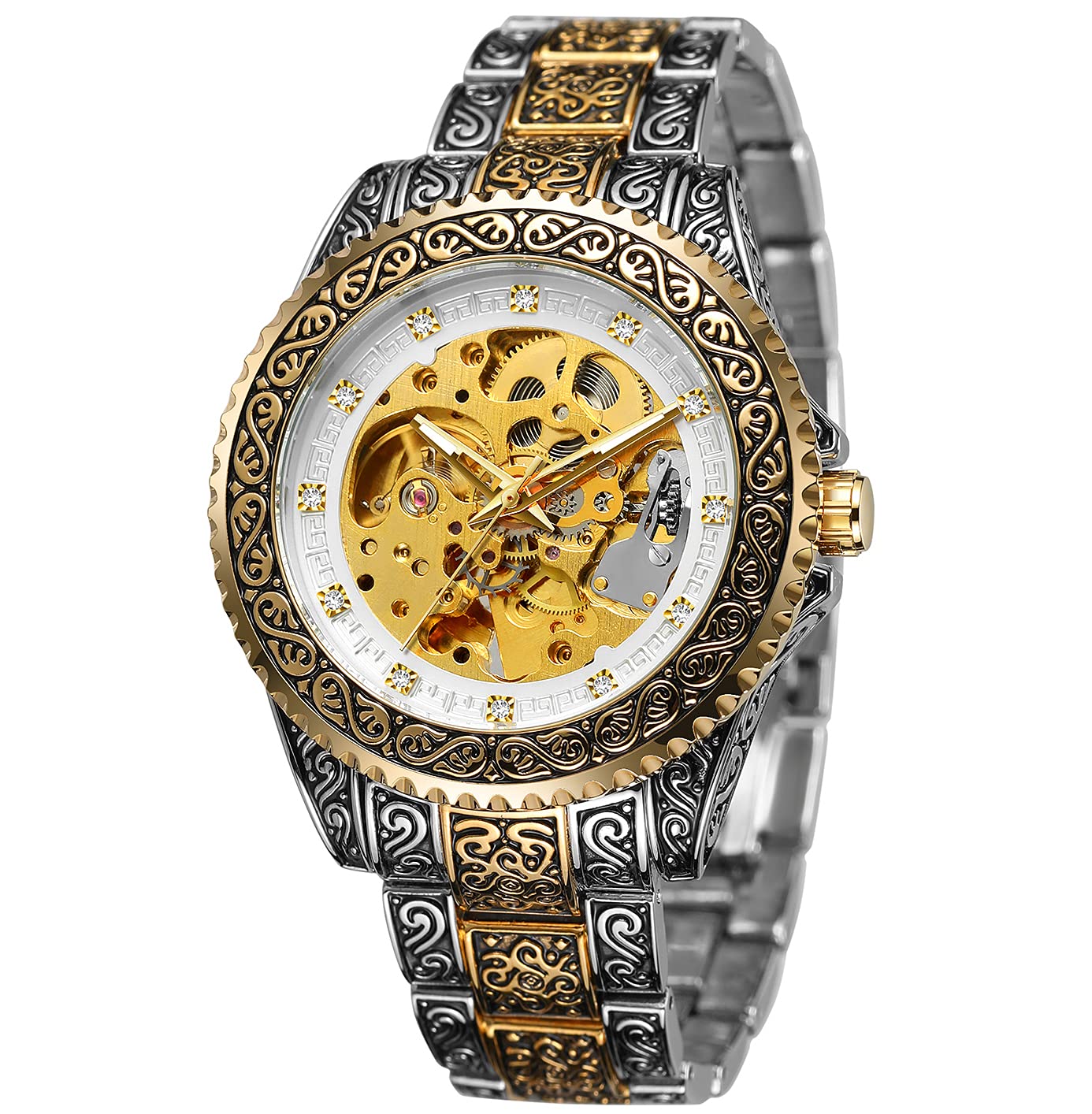 FORSINING Men's Automatic Skeleton Watch - Waterproof Self-Winding Mechanical Wristwatch with Engraved Design | Perfect for Business, Formal Events & Everyday Wear