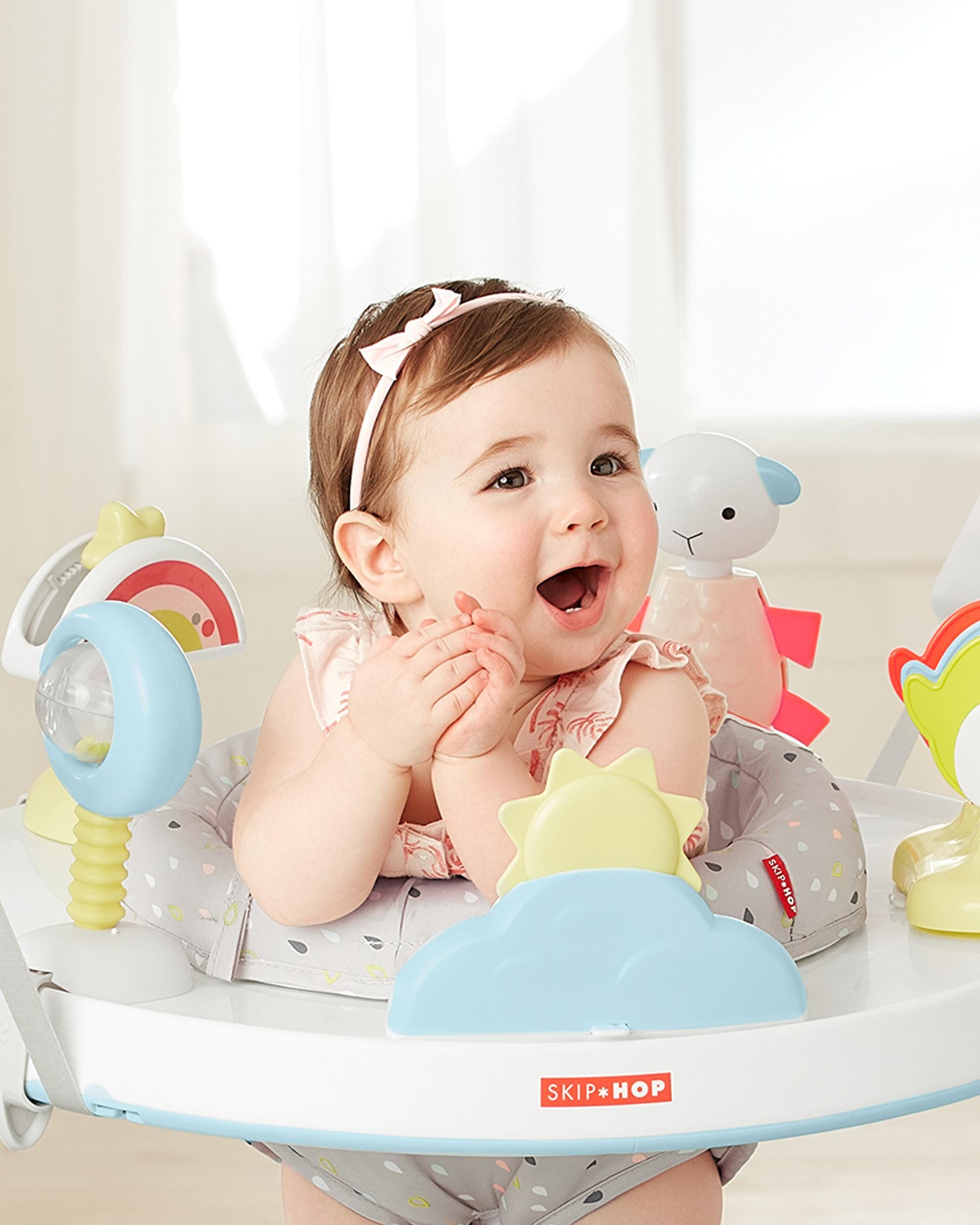 Skip Hop Silver Lining Cloud Play & Fold Baby Activity Jumper - Interactive Infant Toy for Playtime & Early Development, Perfect for Nursery & Daycare Use