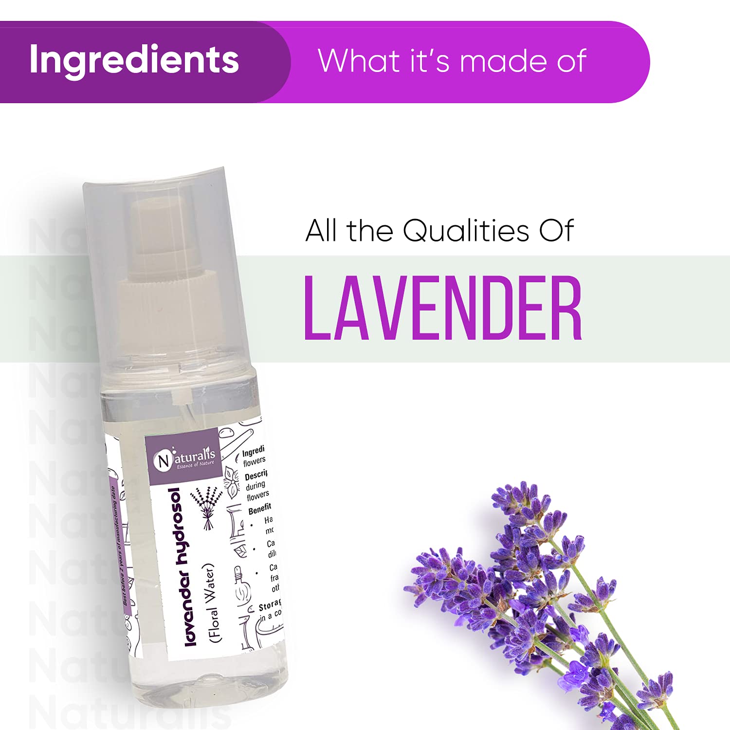 Naturalis Essence of Nature Lavender Water Toner for Skin, Hair & Face Care | Hydrating Facial Mist, Soothing Hair Rinse & Relaxing Aromatherapy